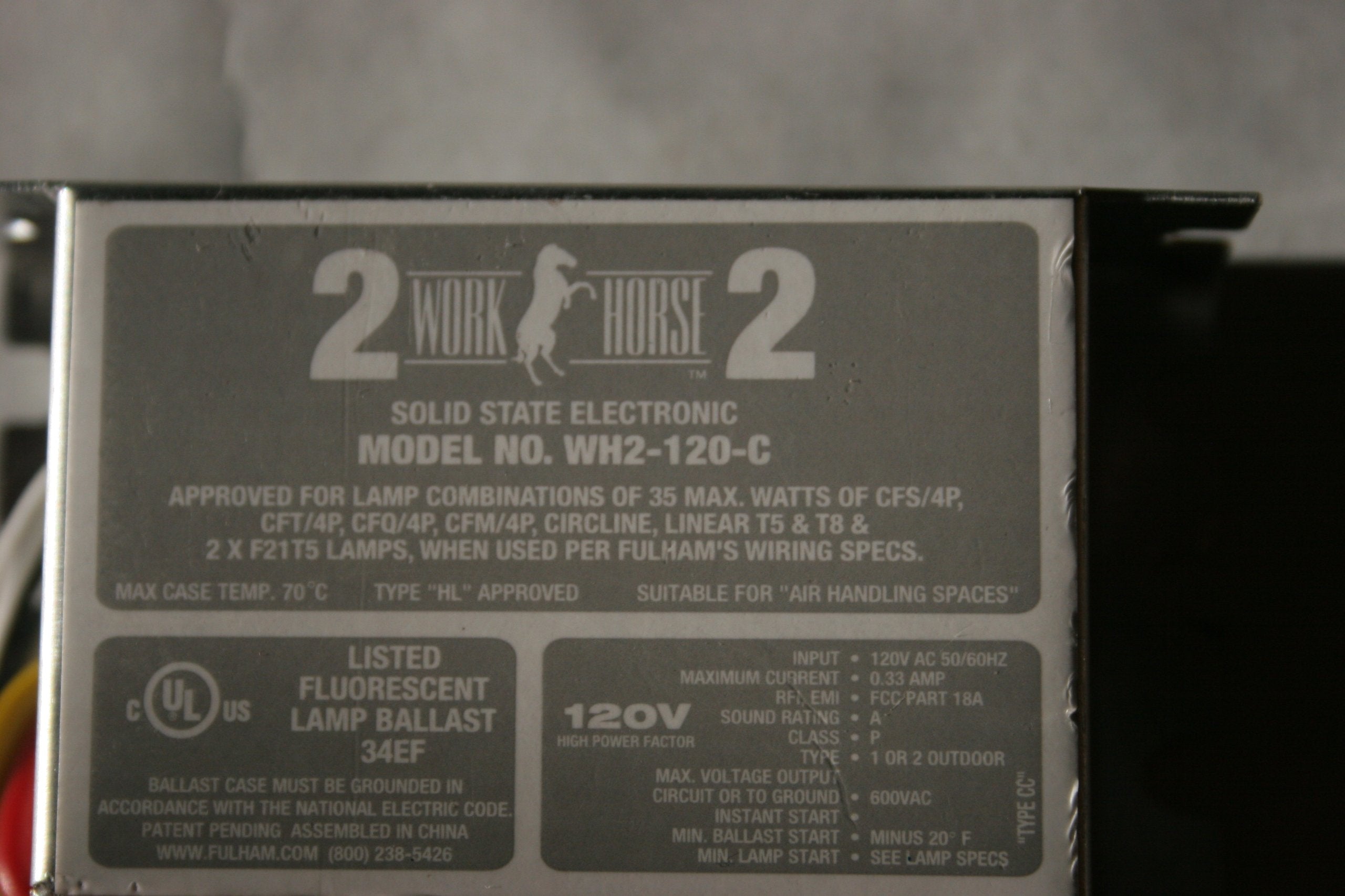 - Fulham Wh2-120-C Workhorse 2 Flourescent Lamp Ballasts - 120V -