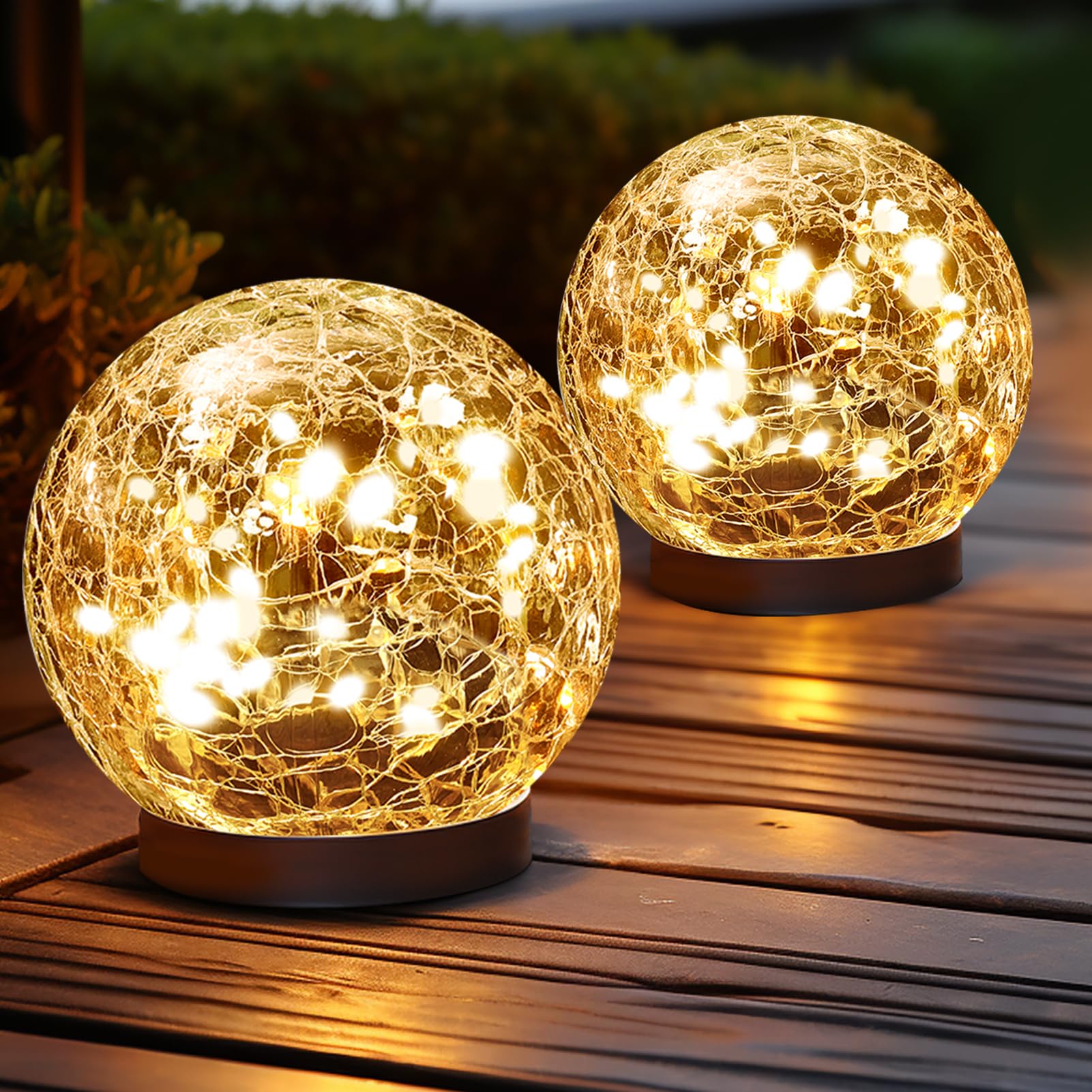 JKIMK Solar Globe Lights - Waterproof  ed Glass Balls for Garden, 2 Globes, Warm White, Model GUO-XBQ-5-5-5