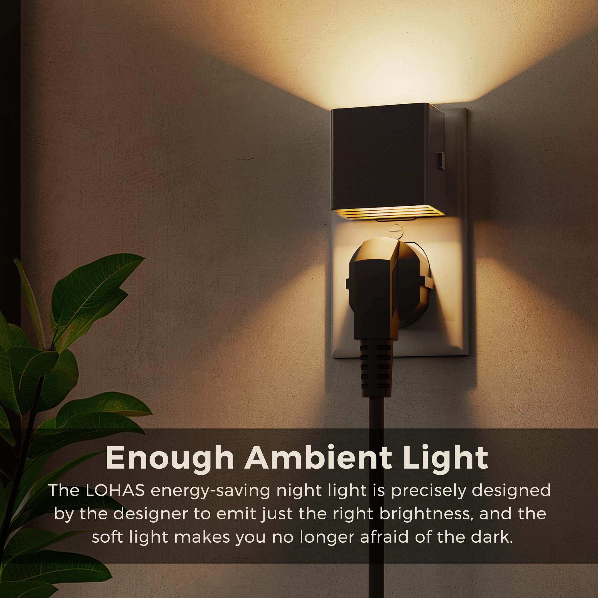 L Lohas Led Night Lights Plug Into Wall,[2-Pack] Plug In Night Light With Light Sensor,Brightness Adjustable,3000K Warm White,Mo