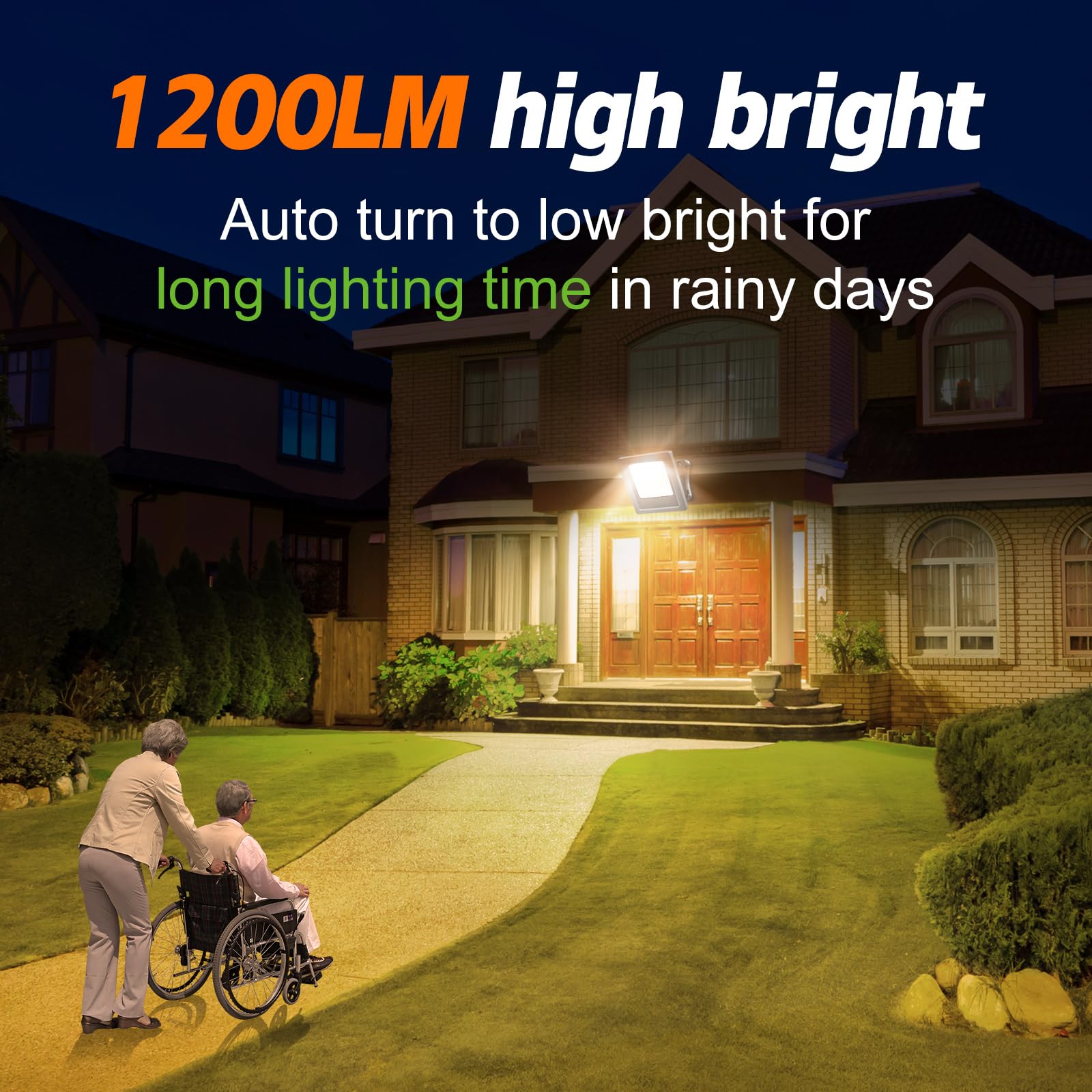 Solar Lights Outdoor Solar Flood Dusk To Dawn Lights 4400Mah 3000K Warm White Auto On/Off With 16.4Ft Cable Ip65 Waterproof For
