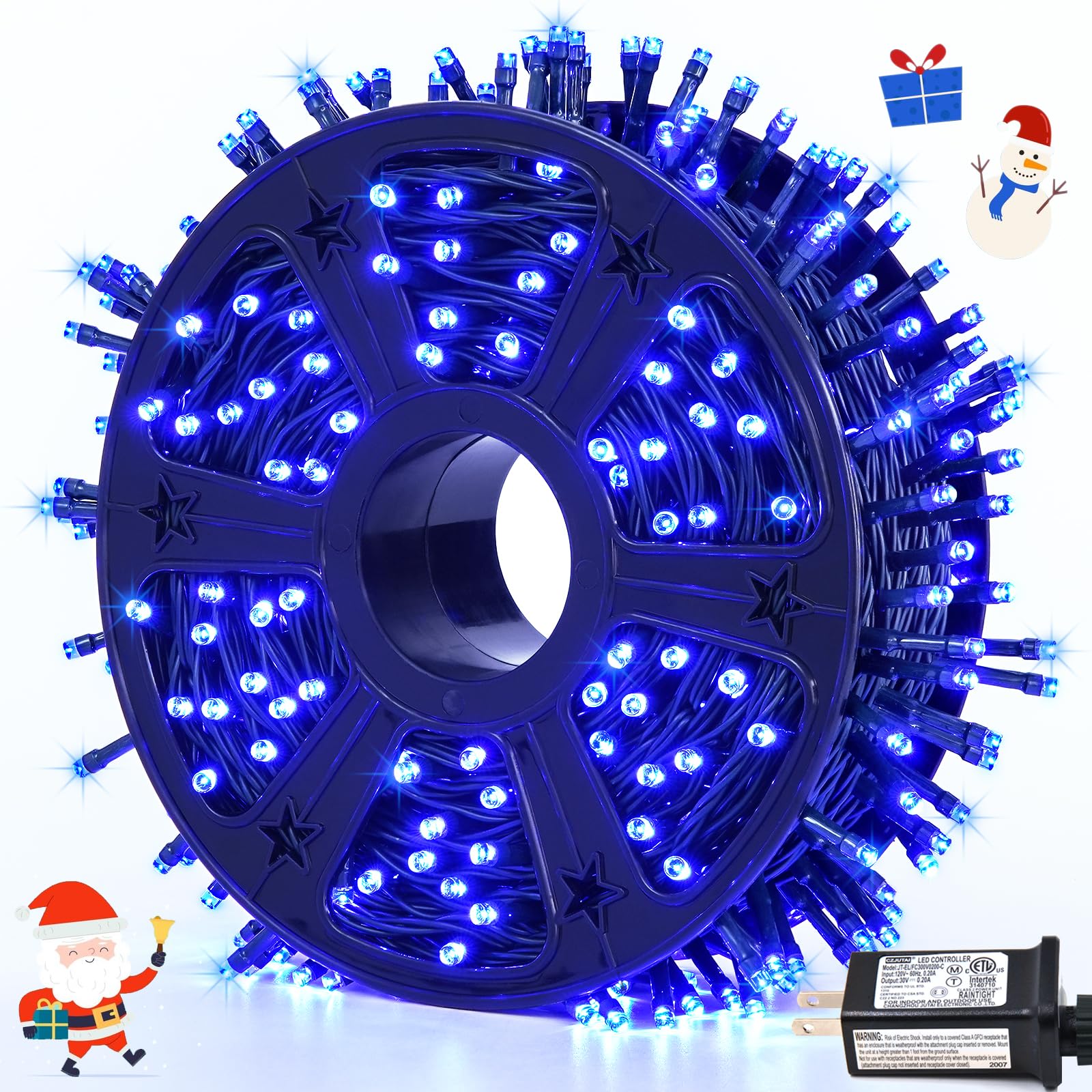 JMEXSUSS 500 LED Blue Christmas Lights Outdoor, 173ft 8 Modes Waterproof Christmas Tree Lights, Green Wire LED Fairy String Ligh