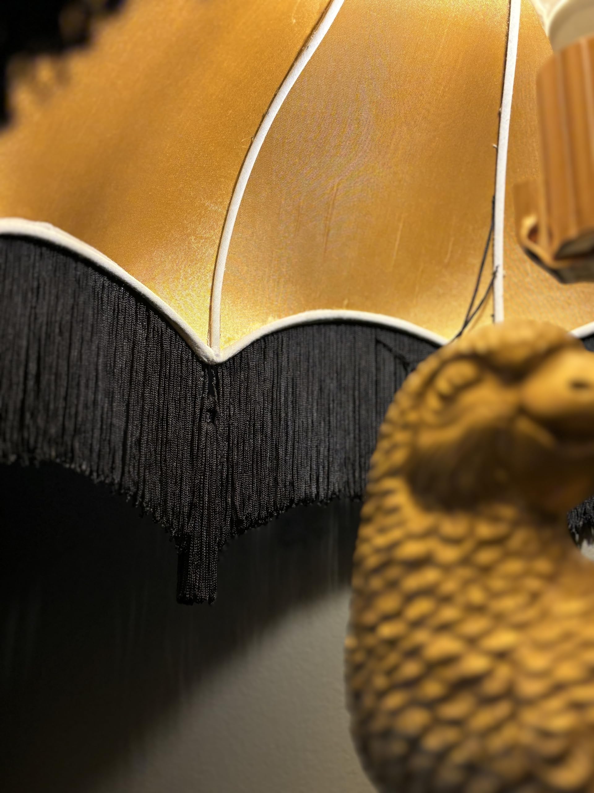 Generic Velvet Lamp Shade - Victorian Style Bell Shape with Tassels, Large, Midnight Black