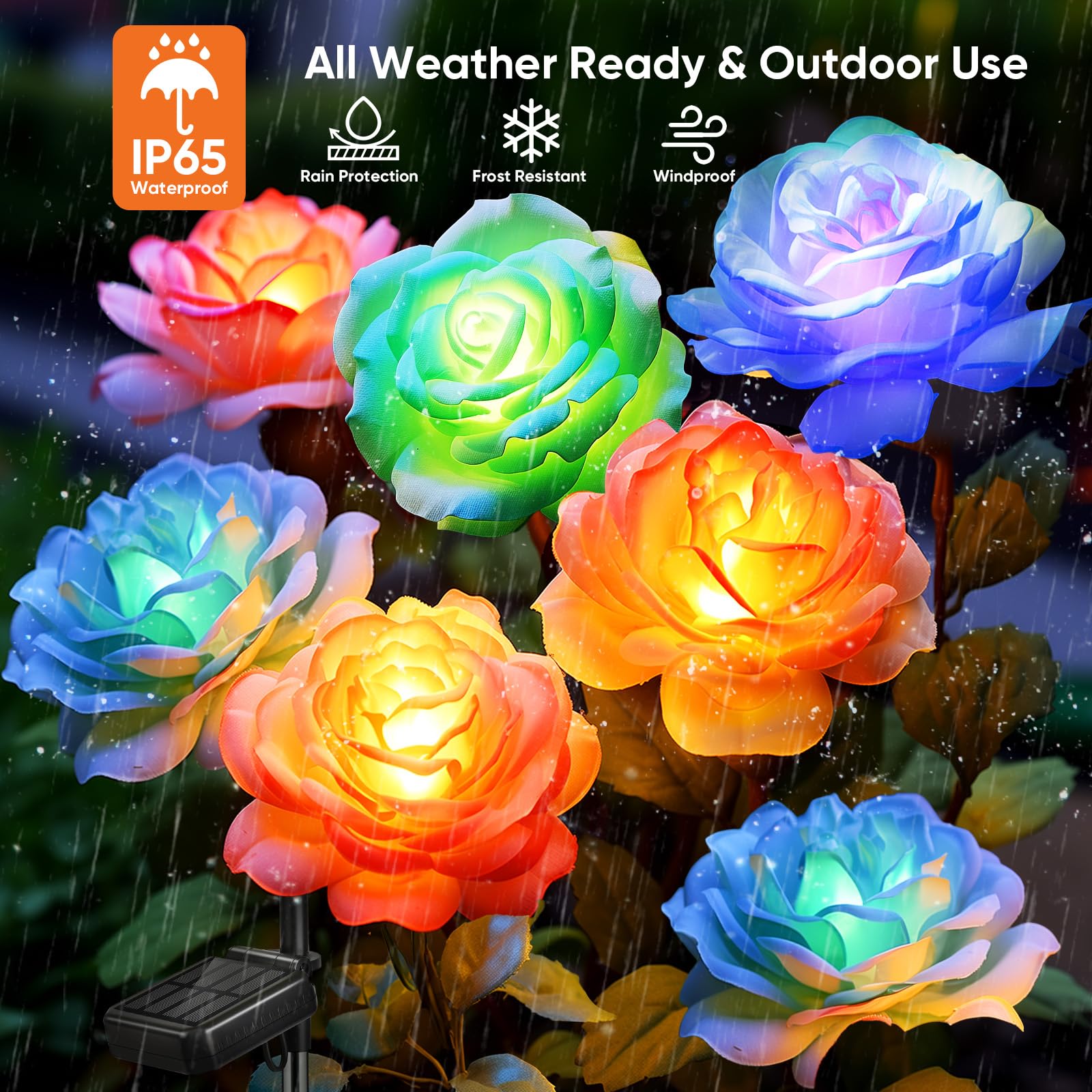 Solar Flowers Lights Outdoor Waterproof: 10 Pack Color-Changing Solar Rose Garden Decor - Decorative Solar Powered Flower Lights For Pathway Yard Cemetery Decorations - Women Gifts For Christmas 2025