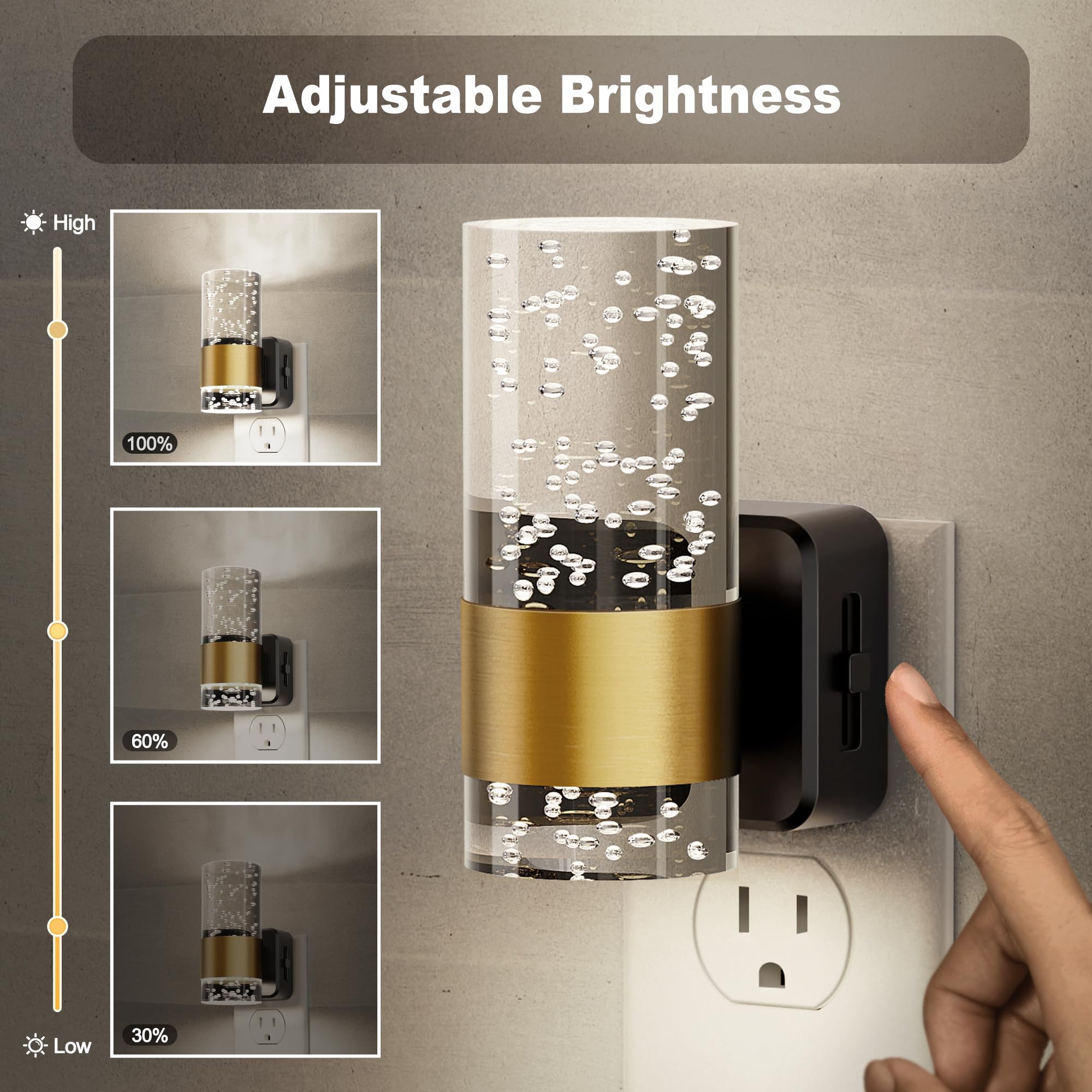 Jandcase Night Light, Night Lights Plug Into Wall, Dimmable Led Night Light With Adjustable Brightness, Automatic Night Lights P