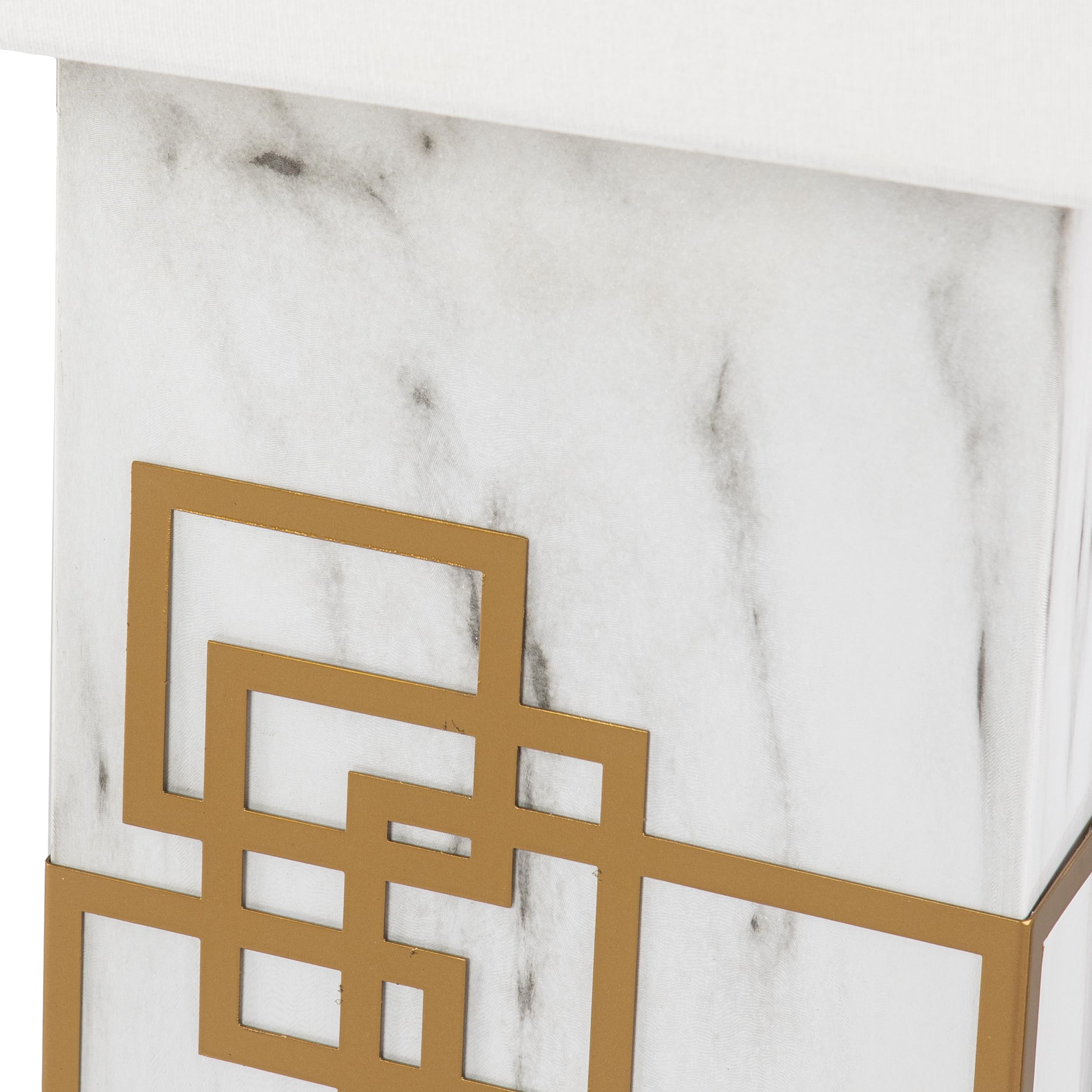 Sei Furniture White Faux Marble Rectangular Table Lamp With Foam Board Shade, Contemporary Design