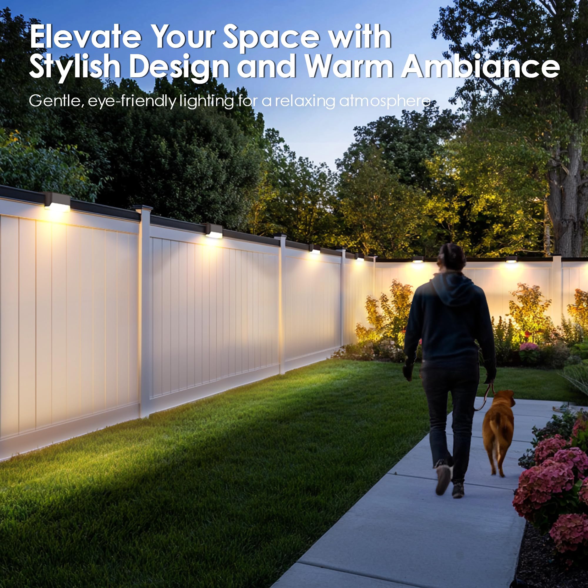 SOLPEX Solar Fence Lights, Waterproof LED Deck Lights, 8 Pack Warm White, Ideal for Stair, Balcony, Railing, Yard, Garden Decor