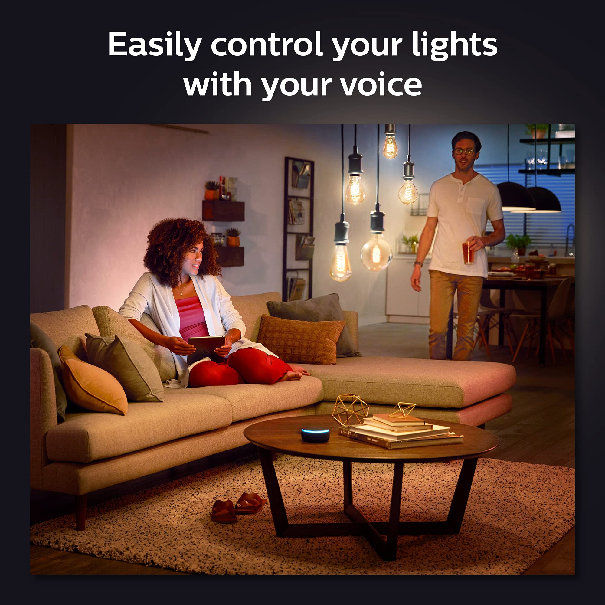 Philips Hue White Ambiance Smart Filament G25 LED Bulb, 4-Pack, Dimmable, Warm to Cool White, Bluetooth & Voice Activated, Model R4563593