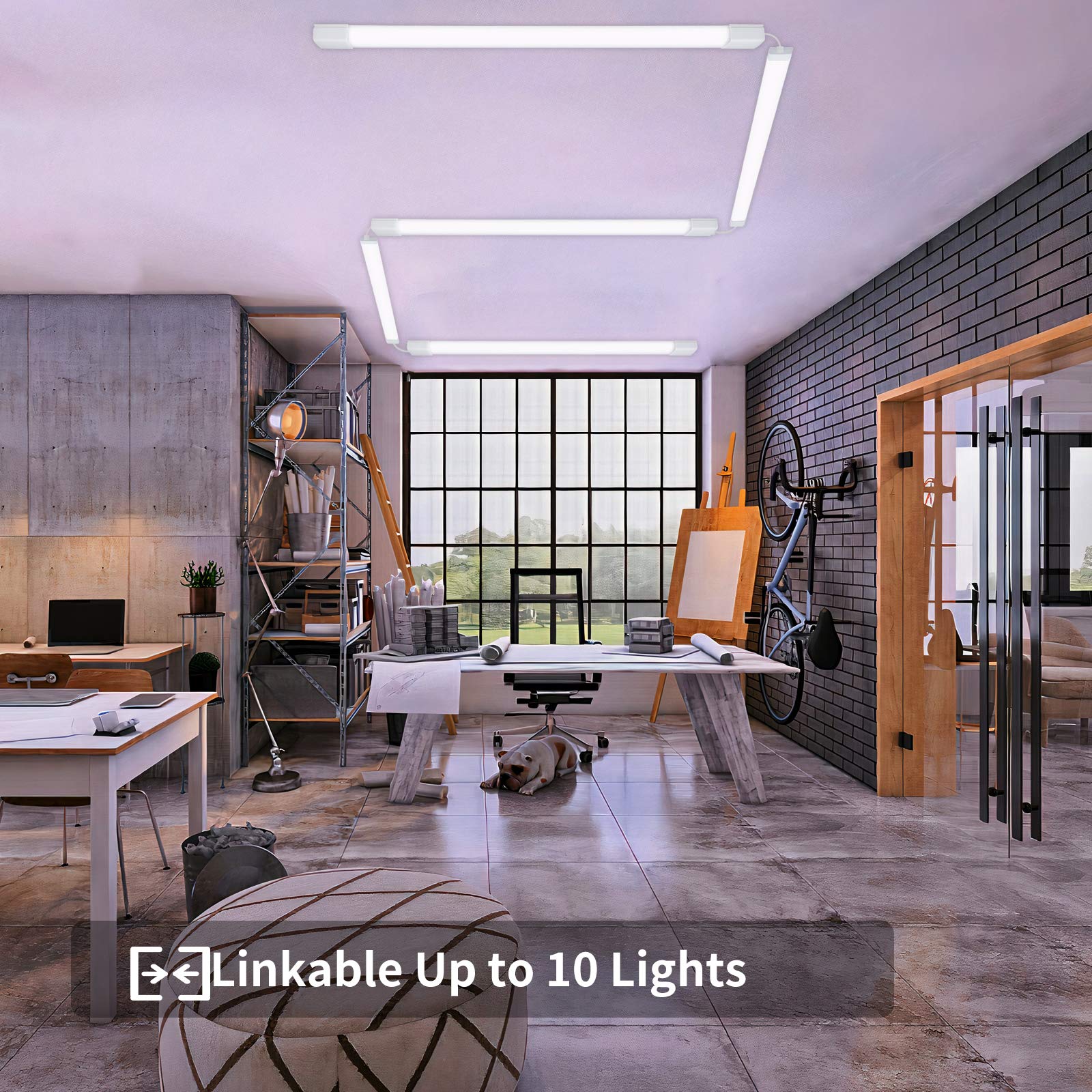 Plug And Play Linkable Waterproof Led Tube Light, 4Ft 36W 5000K With Switch Cord Easy Installed On Ceiling Or Wall Without Wirin