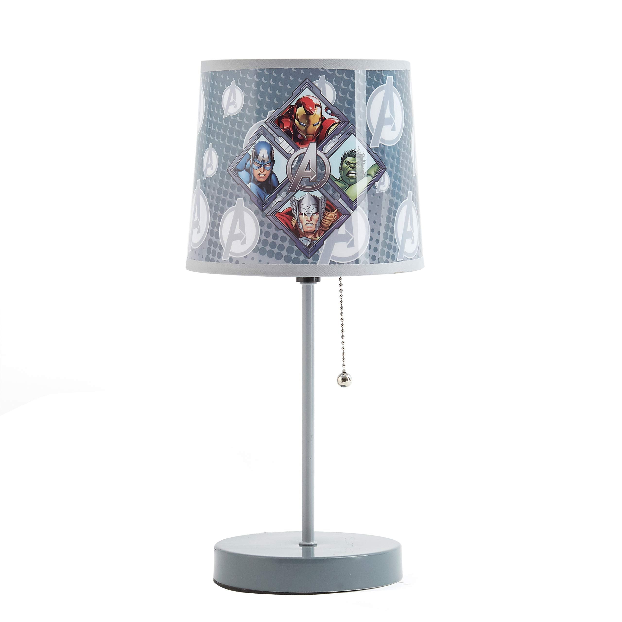 Idea Nuova Avengers Stick Table Lamp, Metal, Themed Printed Shade, Model WN240172, Perfect for Kids Rooms
