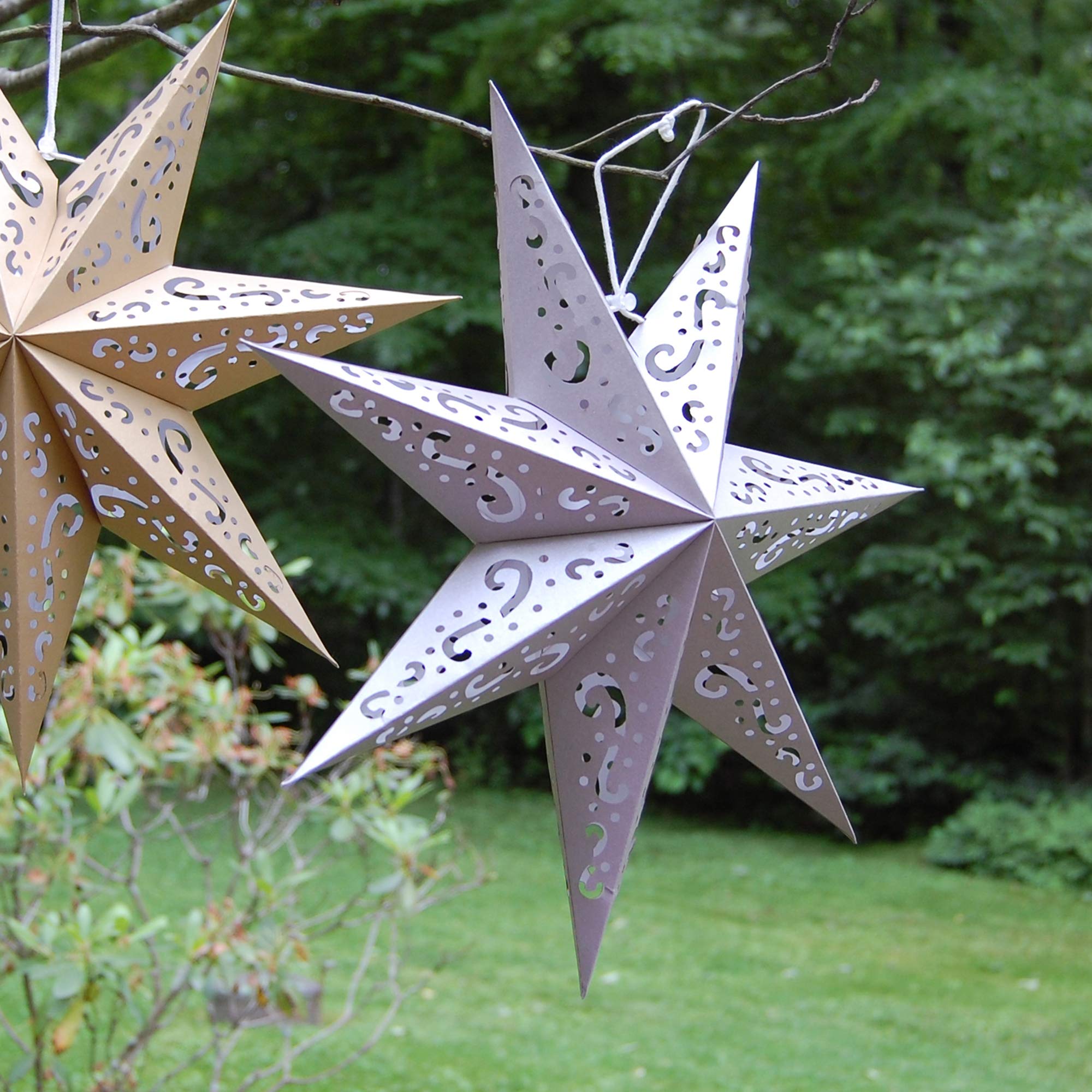 Lumabase Hanging Lantern, Silver Star - Set Of 3