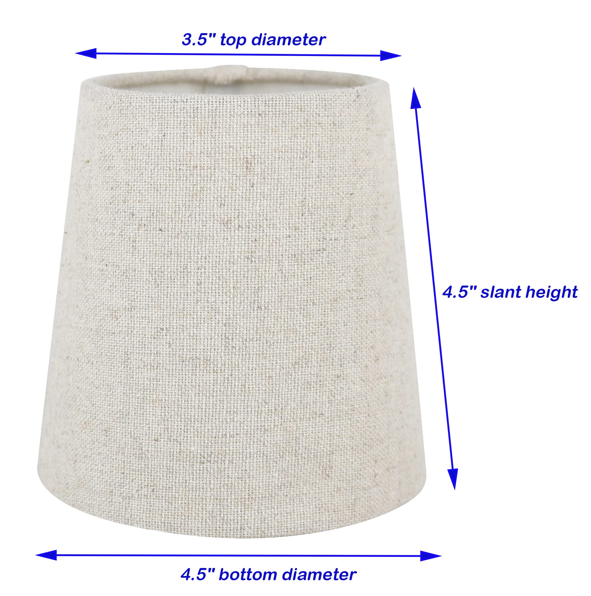 Meriville Set Of 5 Natural Linen Clip On Chandelier Lamp Shades, 3.5-Inch By 4.5-Inch By 4.5-Inch