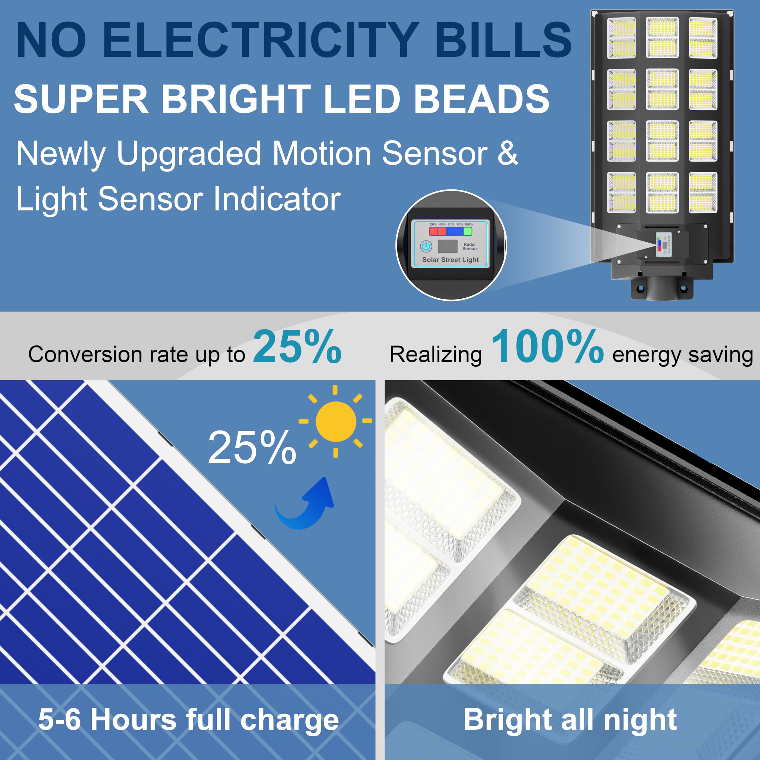 Loyoele 3200W Solar Street Lights Outdoor 240000 Lumens With Remote Control & Motion Sensor, Waterproof Ip66 Dusk To Dawn Solar
