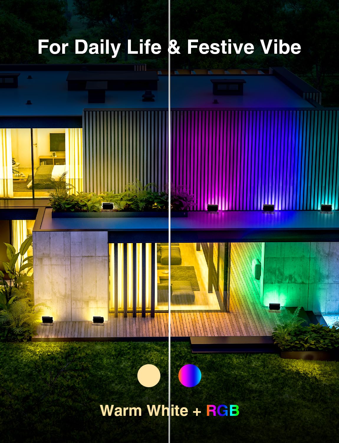 Onforu 50W RGB LED Flood Light, Color Changing Uplights with Remote, IP66, Warm White, Model D50RGBW