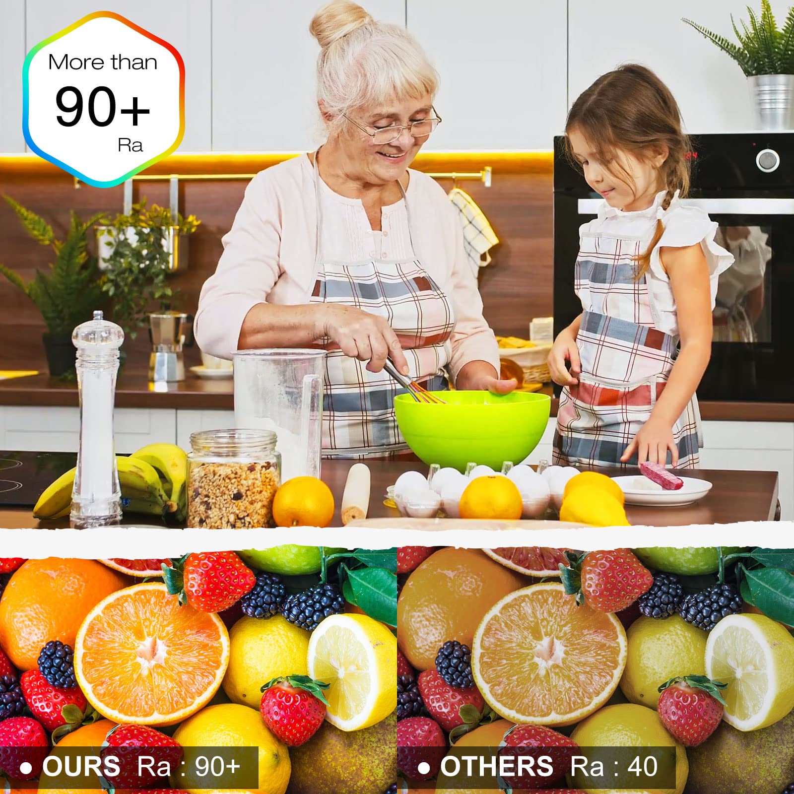 Emitever Warm White Cob Led Strip Lights 32.8Ft, 3000K, 400+ Lumens, Ul Listed