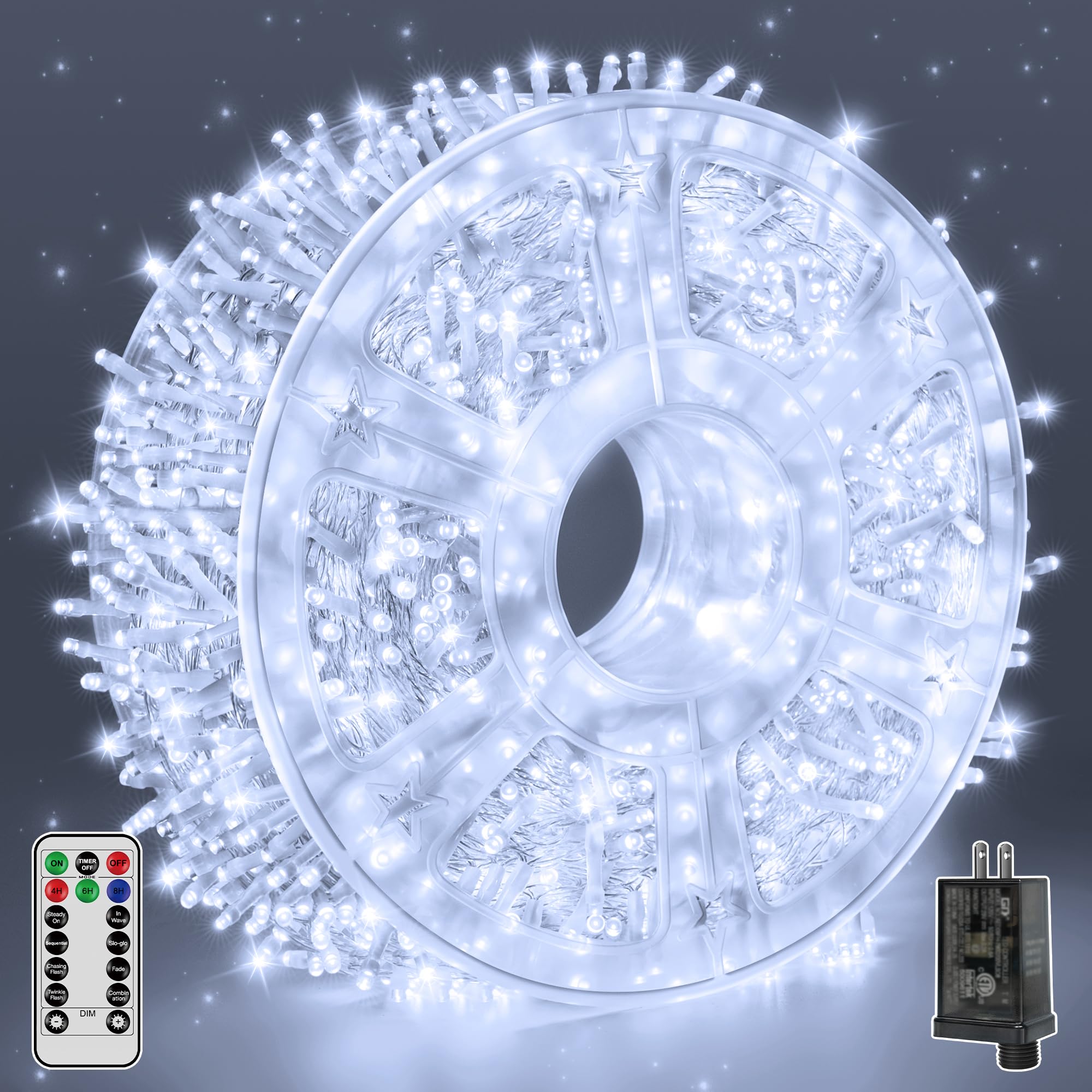 Guhope 1200 Led Waterproof String Lights, 196Ft Cool White Fairy Lights With Remote & Timer For Indoor/Outdoor Decorations
