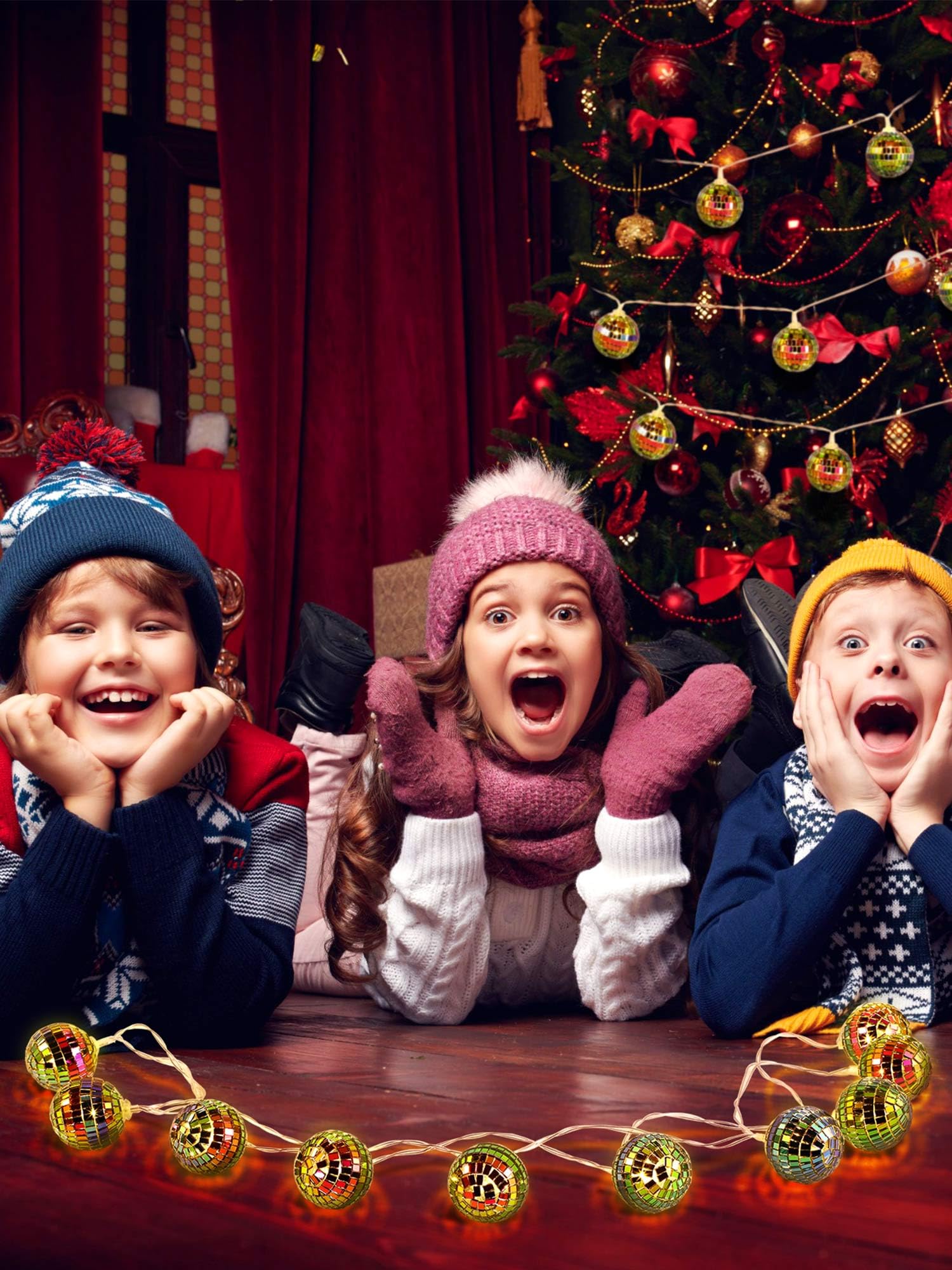 BBTO LED Disco Ball String Lights, 9.84 Feet, Battery Powered, 1.57 Inch, Fantasy Color, Model BBTO-88750