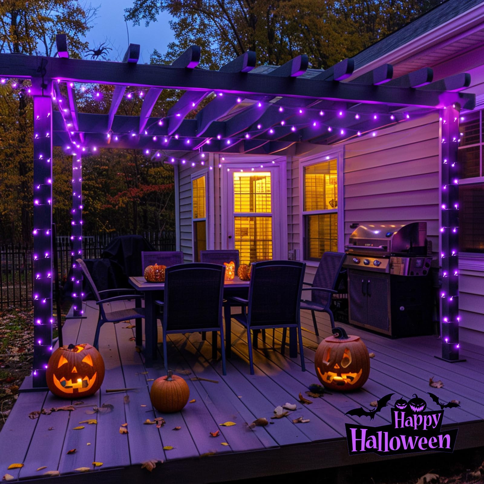 JMEXSUSS Purple LED String Lights, 132ft, 8 Modes, Waterproof, Model EXS-S-0400-R, Indoor/Outdoor Christmas Decor