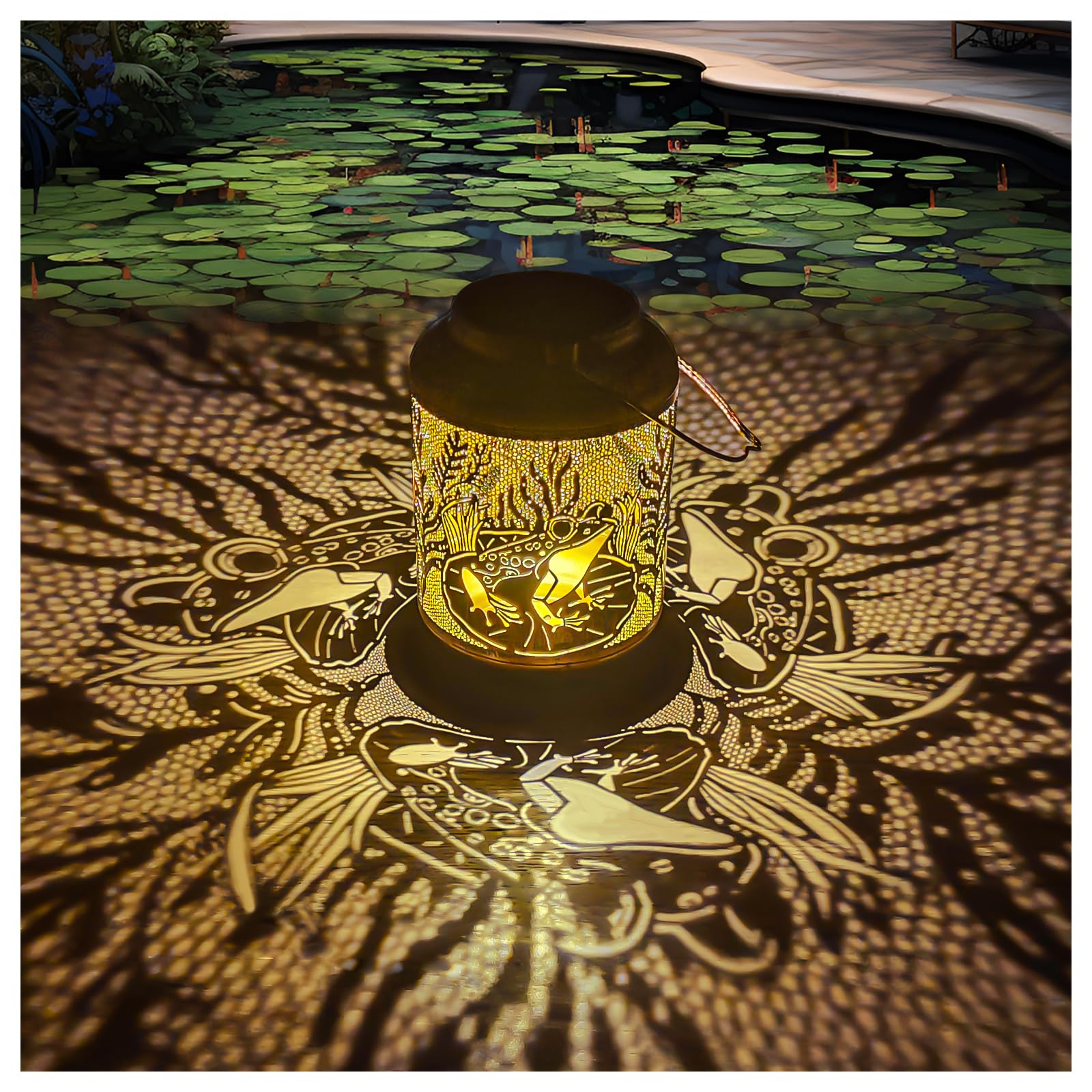 Humiieye Solar Lantern Outdoor Frog Garden Decor  Ip65 Waterproof Hanging Solar Powered Lights Birthdays Gifts For Women Mom  Metal Decorative Light For Patio Yard Lawn Porch Backyard Christmas