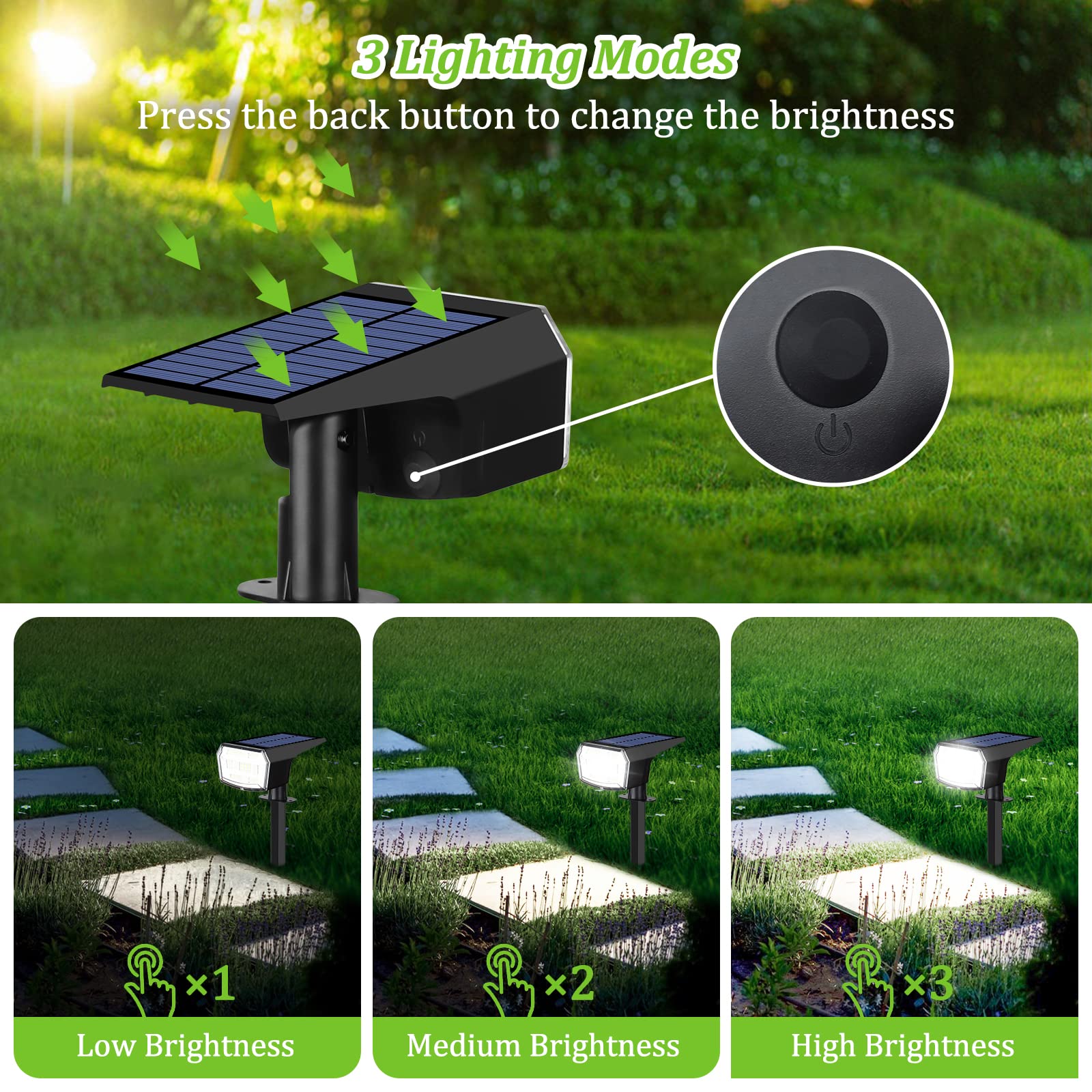 Sucolite 6-Pack Solar Spot Lights Outdoor, 59 Led Solar Lights Outdoor Waterproof, Outdoor Solar Lights For Yard With 3 Lighting