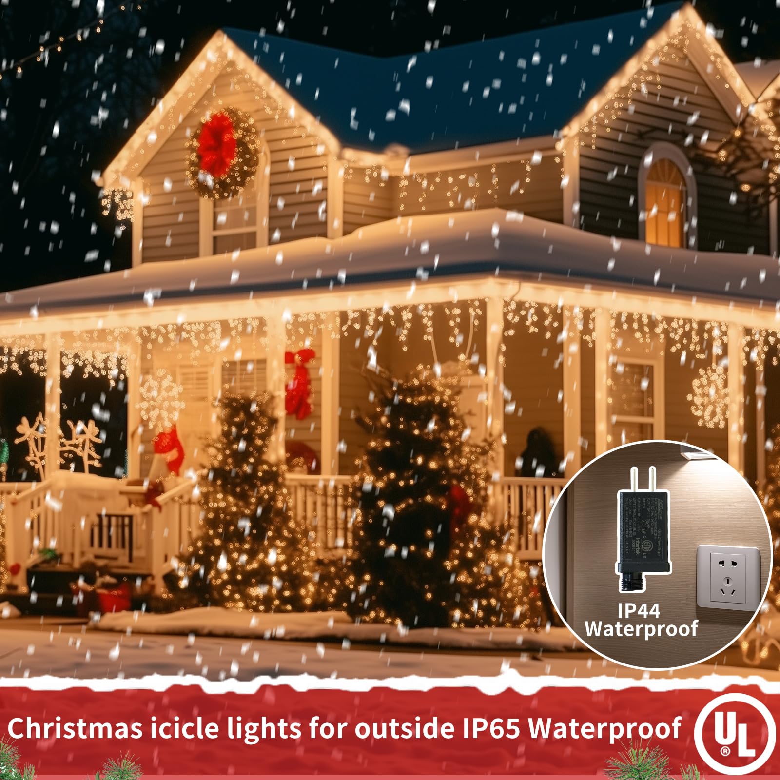 Ryblgled Plug-In Icicle Christmas Lights Waterproof - 65Ft 506 Led Icicle Lights For Outside Decorations With Remote, Warm White