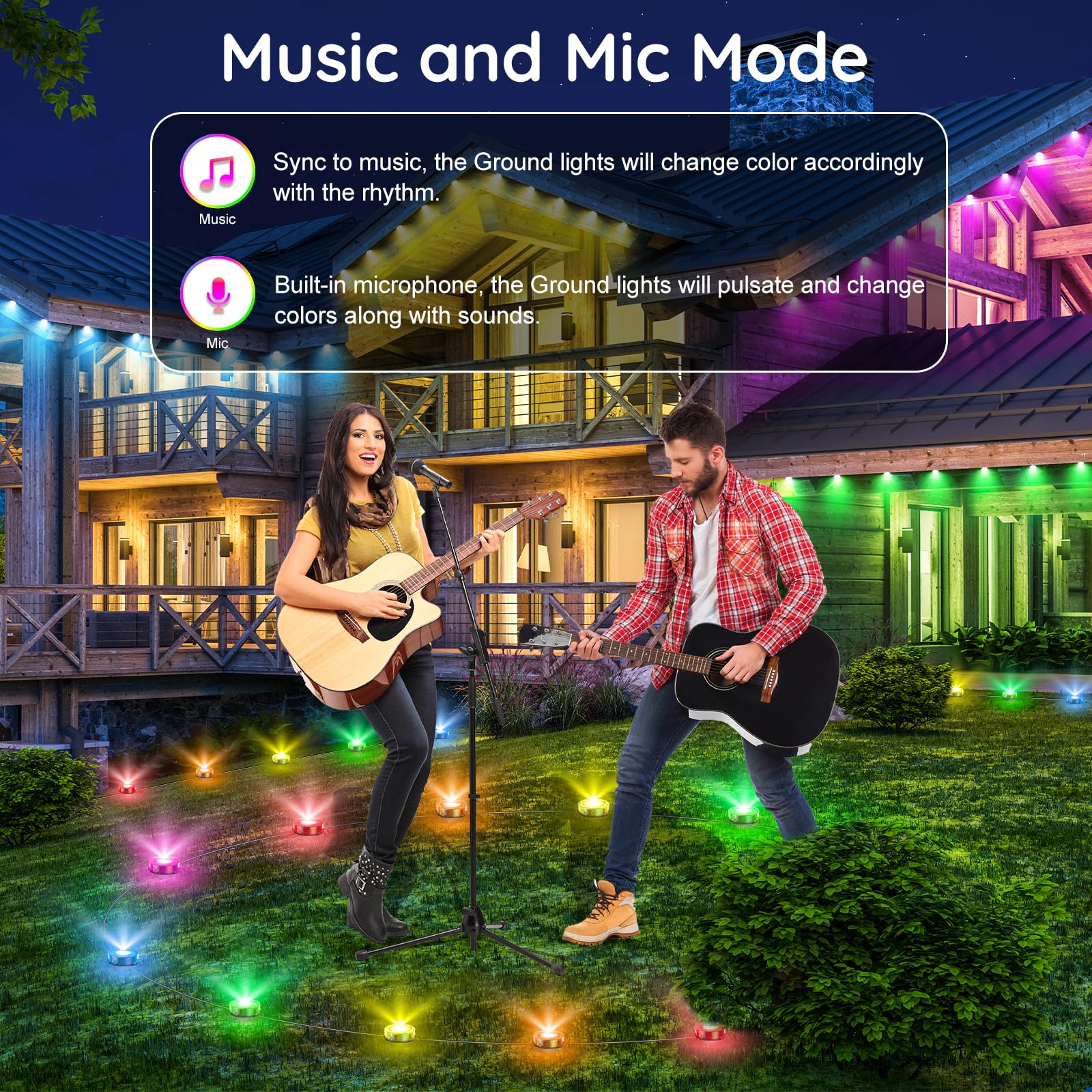TQQVXX RGB Outdoor Ground Lights, 200FT Color Changing, Waterproof Pathway Lighting, Black, Remote & App Control