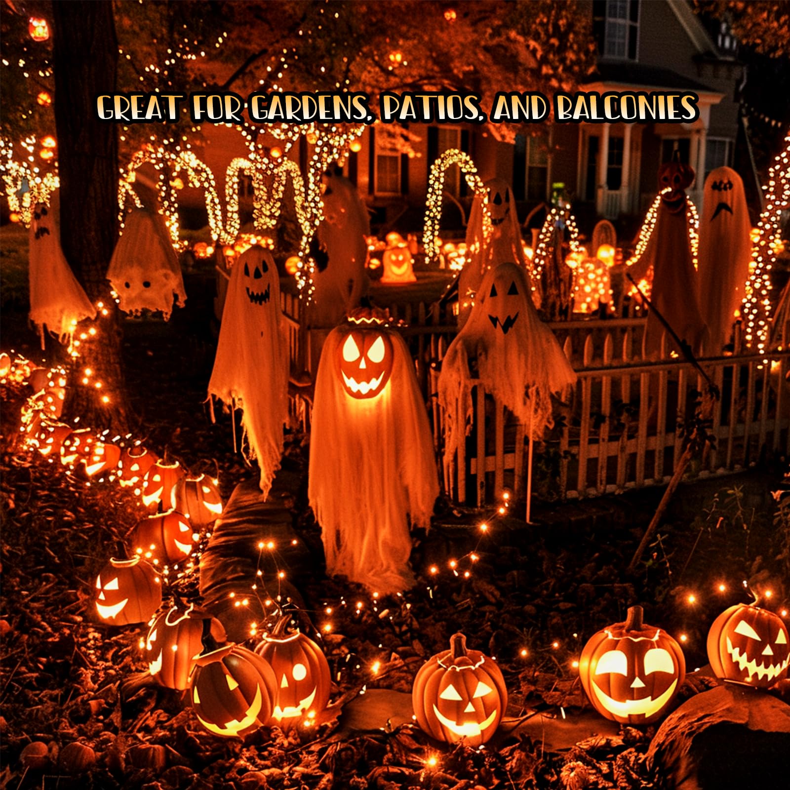 JMEXSUSS 8 Pack 50 LED Orange Fairy Lights, 16 Ft Battery Operated Copper String Lights for Garden and Patio Decorations