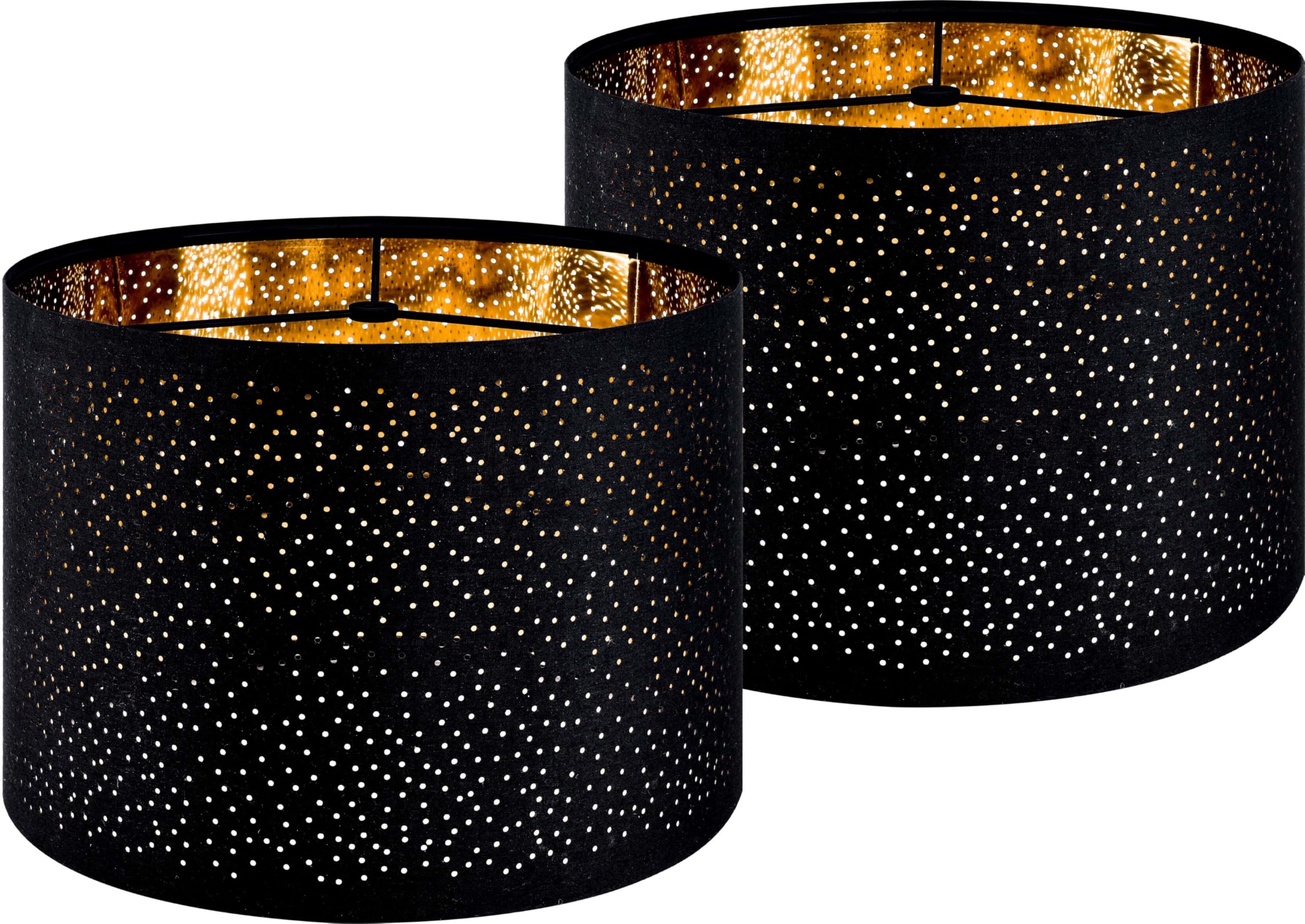 Black Large Lamp Shades For Floor Lamps Set of 2, 16 Top x 16 Bottom x 10 High(Spider), Industrial Laser Round Point Drum Shade,