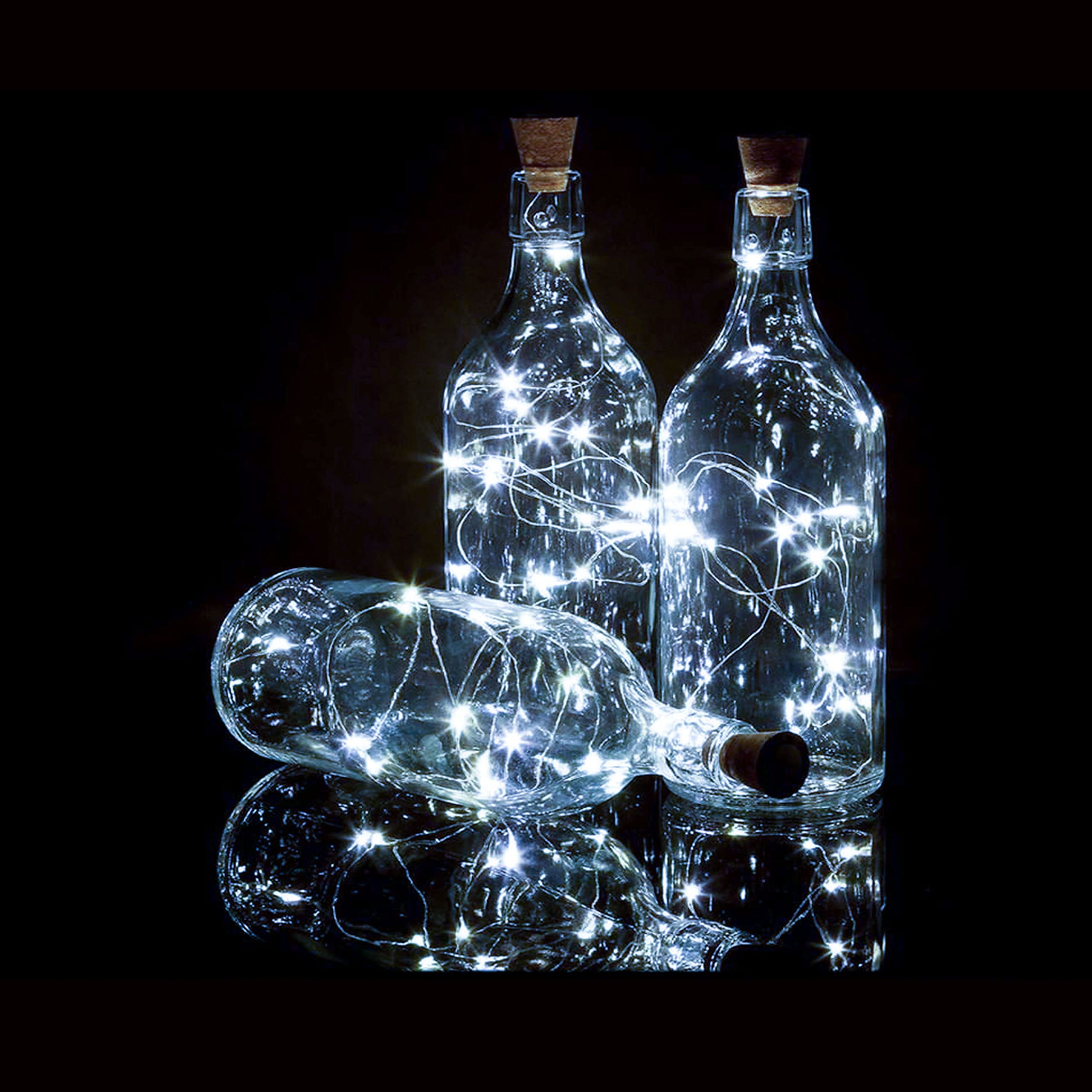 StarryMine Bottle Lights 12 Pack, 20 LEDs, Battery Powered Cork Fairy String Lights for DIY Decor, Cool White