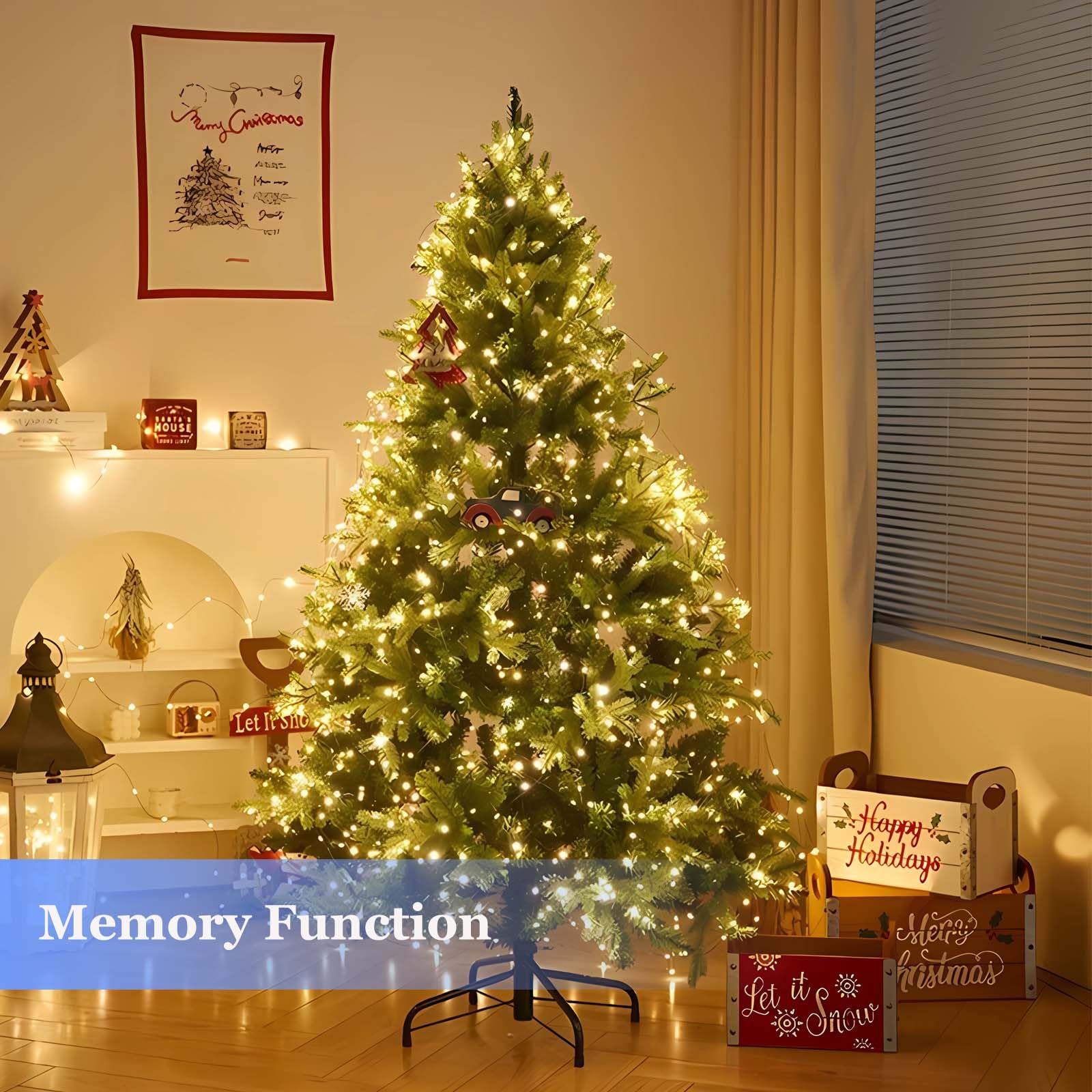 Tcamp 164FT 500 LED Christmas Lights, 8 Modes, Timer Function, Green Wire, Warm White