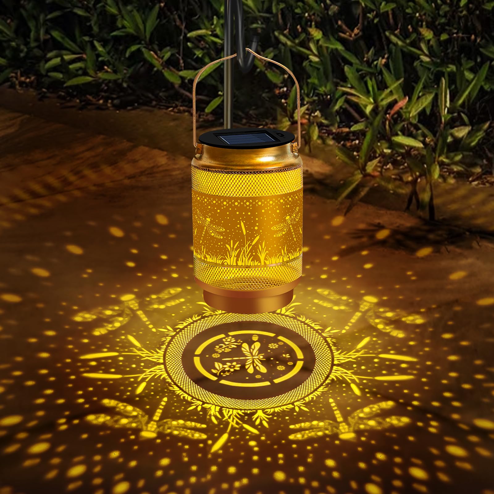 Dragonfly Solar Lanterns Outdoor Waterproof,Hanging Solar Lights Dragonfly Garden Decor, Dragonfly Decorative Lanterns for Yard