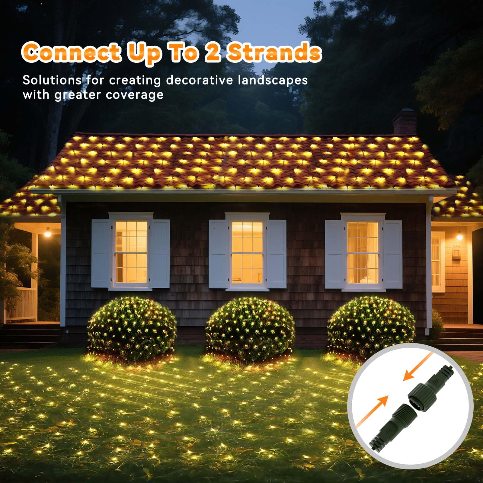 Lithome 21Ft X 5Ft Christmas Net Lights Outdoor Mesh Lights  360 Led Warm White Net Light 8 Modes Connectable  Waterproof Giant Christmas Mesh Light Green Wire For Bushes Garden Yard Party Tree Decor