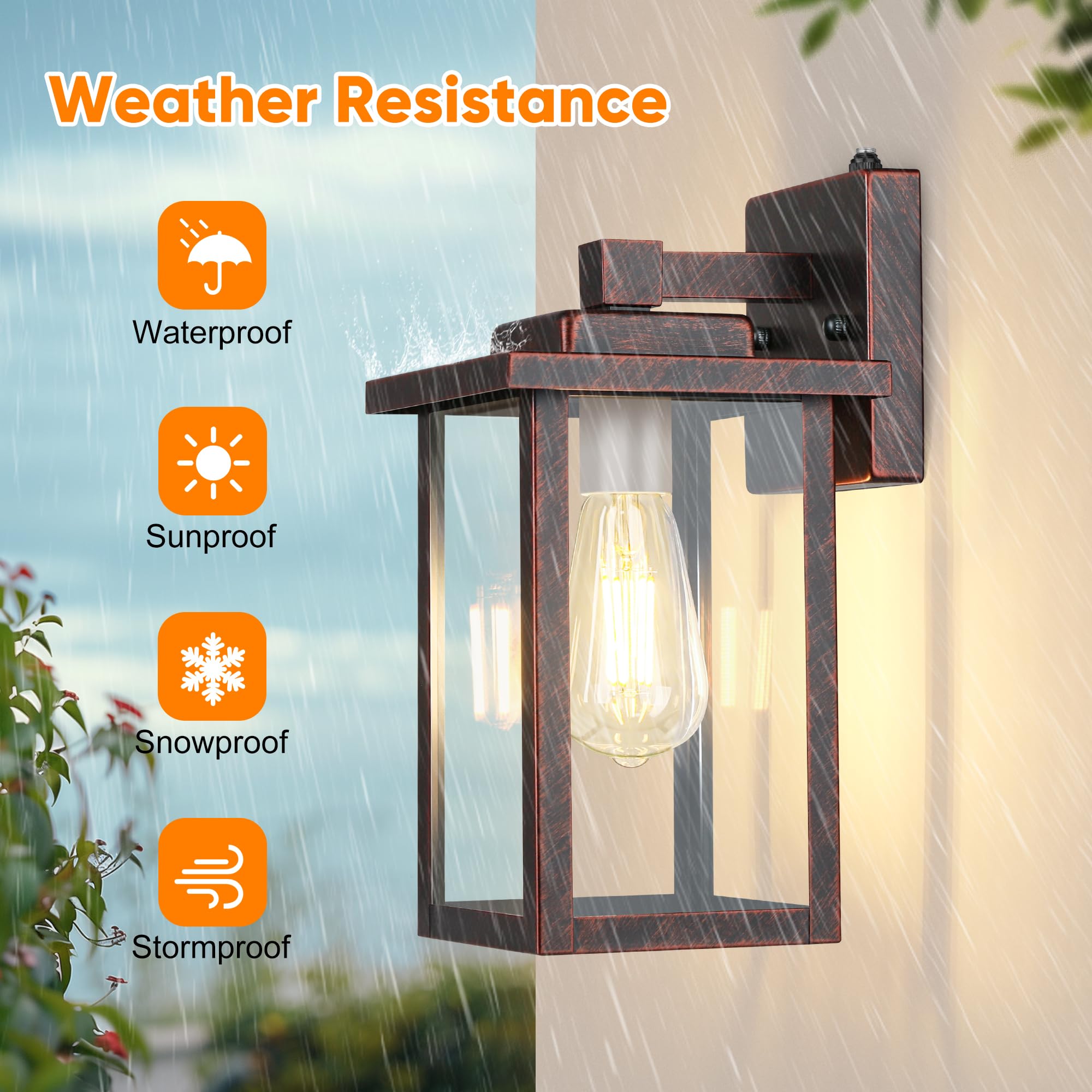 Wihtu Black Brush Gold Exterior Light Fixtures Wall Mount, Dusk To Dawn Outdoor Front Porch Lights For House, Sensor Outdoor Wal