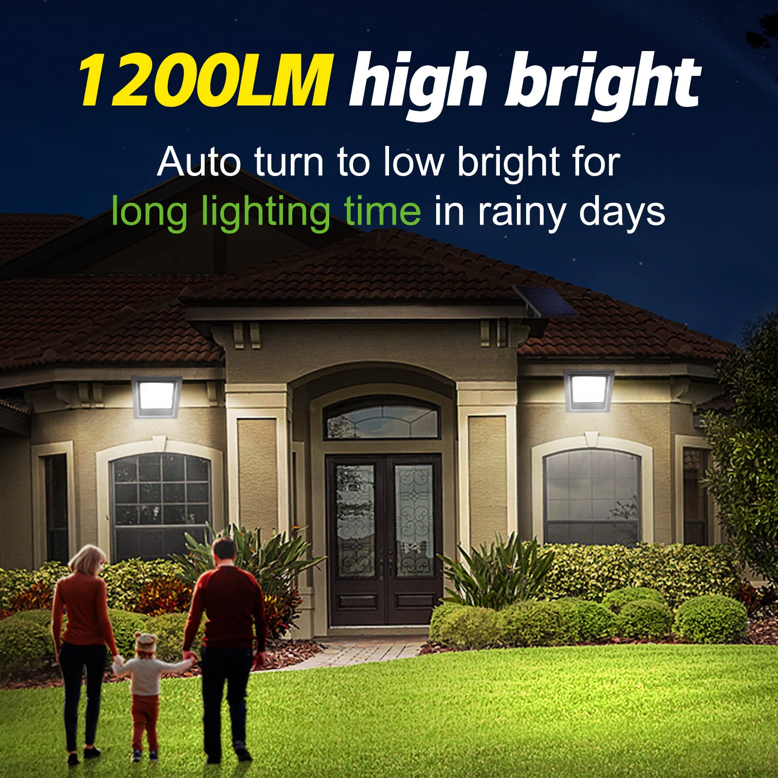 Solar Lights Outdoor Bright Solar Flood Lights 4400Mah 5500K Dusk To Dawn Led Solar Security Light Auto On/Off With 16.4Ft Cable