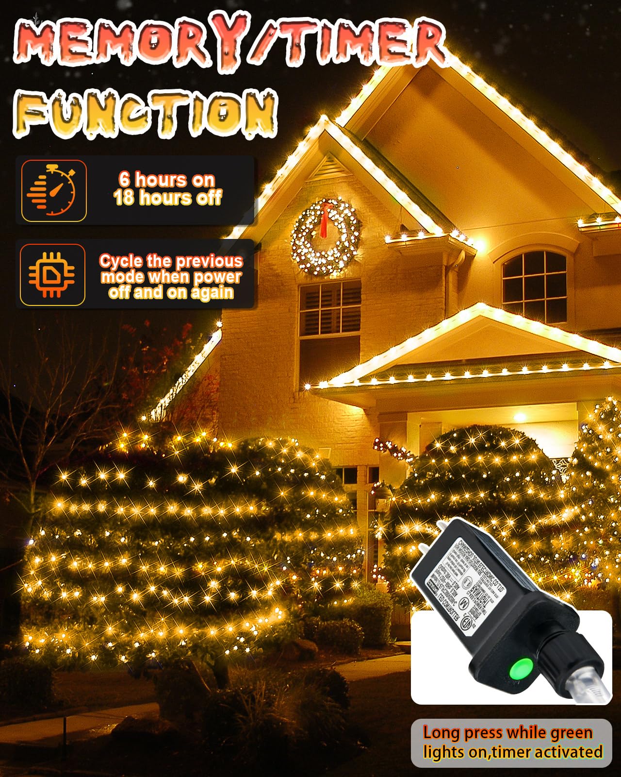 12Ft X 5Ft Christmas Net Lights, 360 Led Net Lights With 8 Modes, Connecable, Timer, Waterproof Christmas Lights Outdoor Bush Me