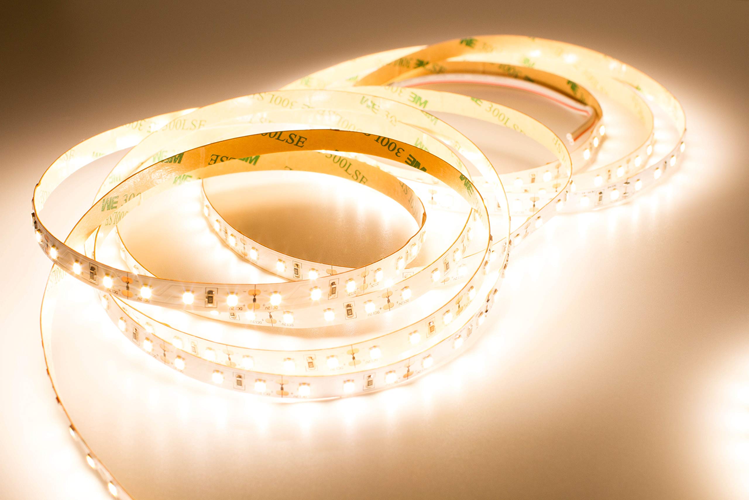 LEDupdates 12V LED Strip Tape Light 3000K Warm White, 450 LEDs/Roll, Model 2835-480, Flexible Ribbon for Under Cabinet Lighting