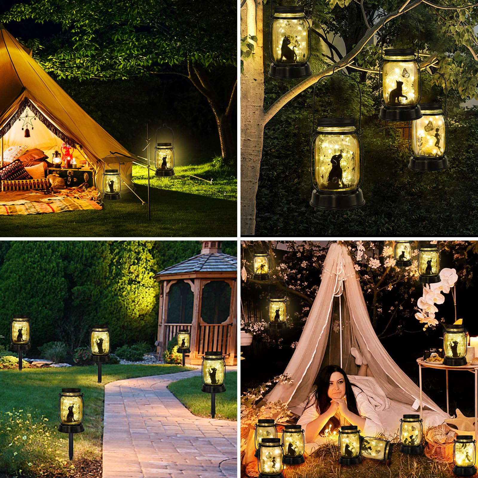 Kyoryuger Dog Solar Lanterns 3In1 Dog Solar Lights Outdoor Dog Gifts For Women Men Dog Lovers Gifts Hanging Dog Lanterns With St