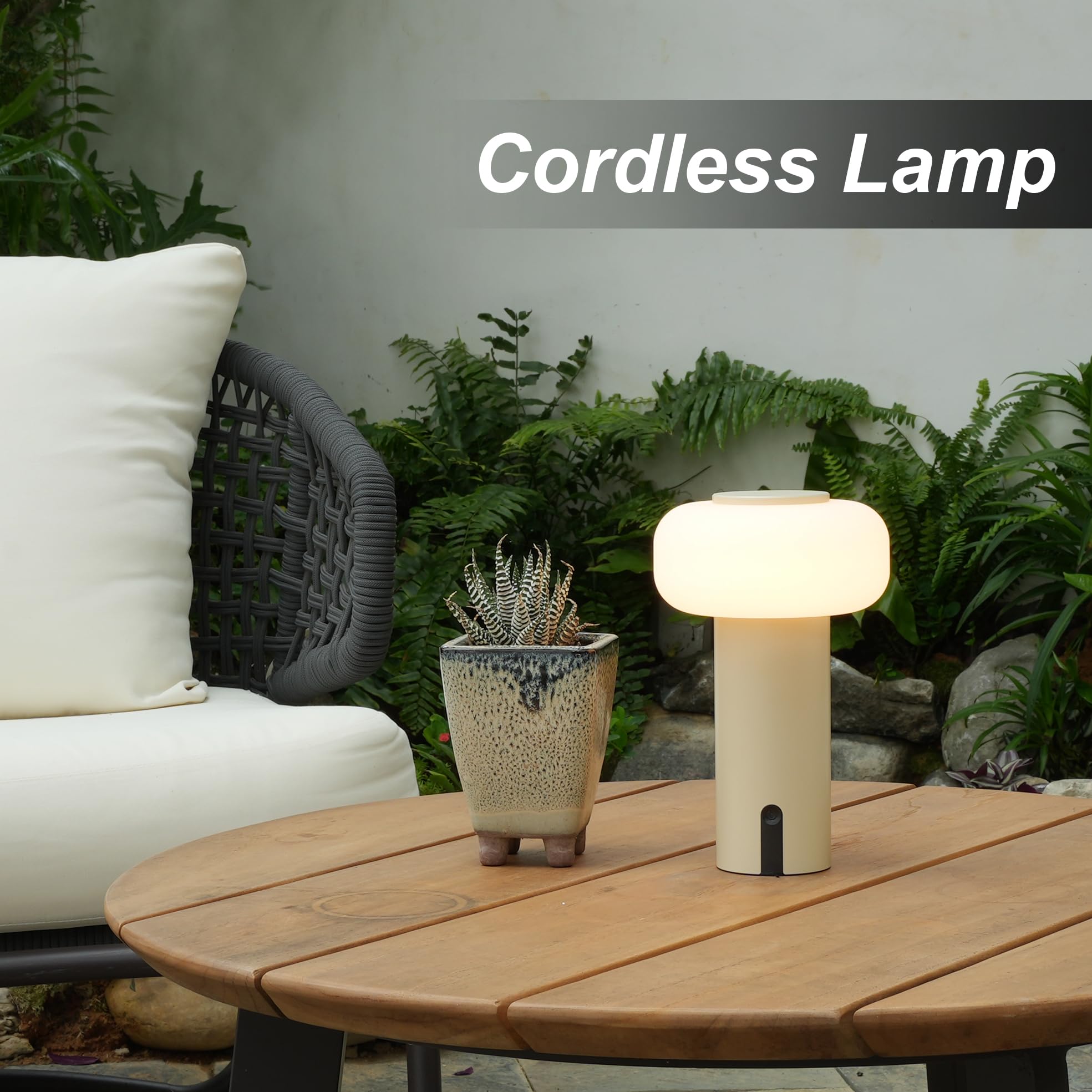 WEILAILUX Waterproof Shower Lamp, Cordless Rechargeable Table Lamp, Touch Dimmable Night Light, Khaki, Model WL-3690