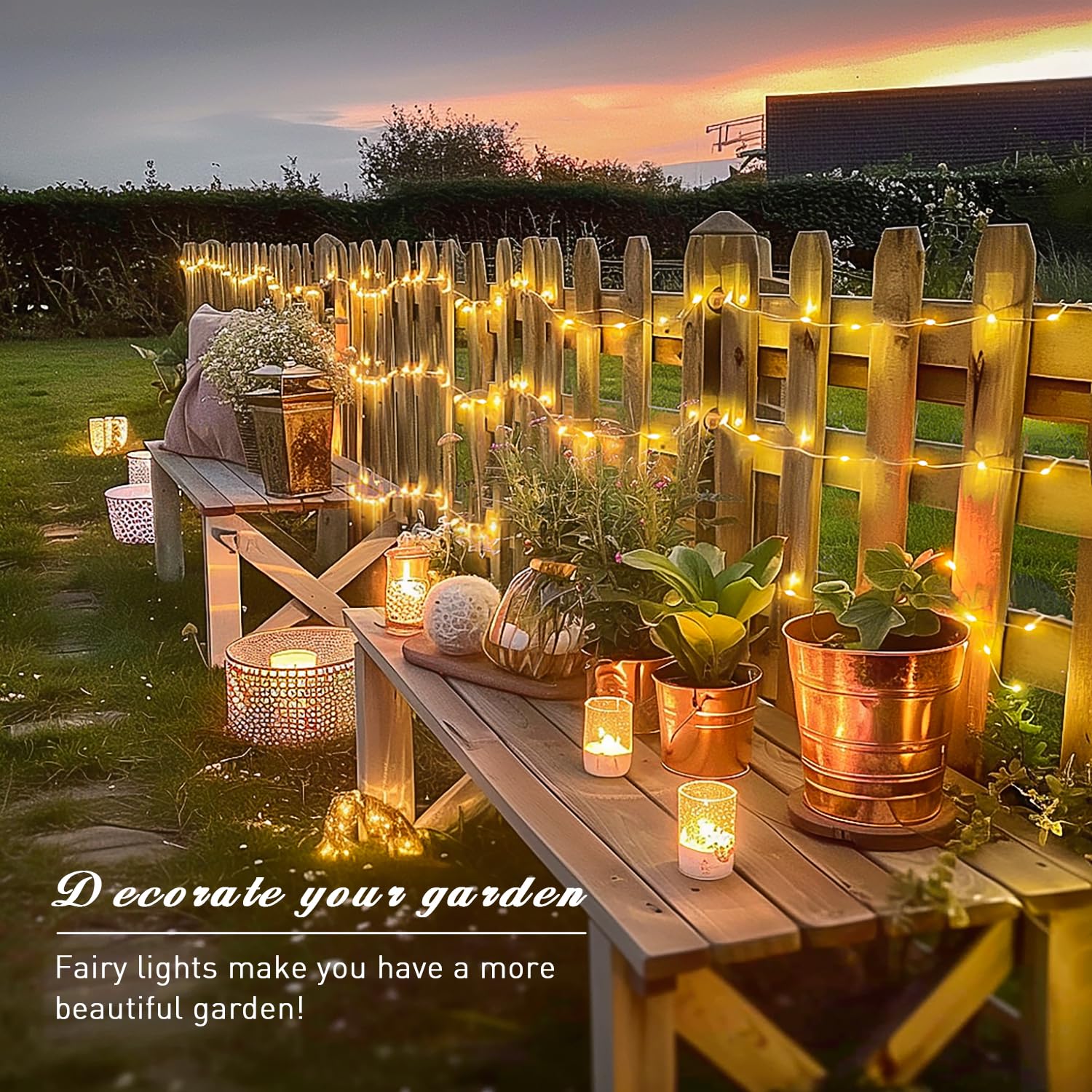 JMEXSUSS 200 LED Fairy Lights, Warm White, 66FT, Indoor/Outdoor, Remote Control, Model JMF-S-0200