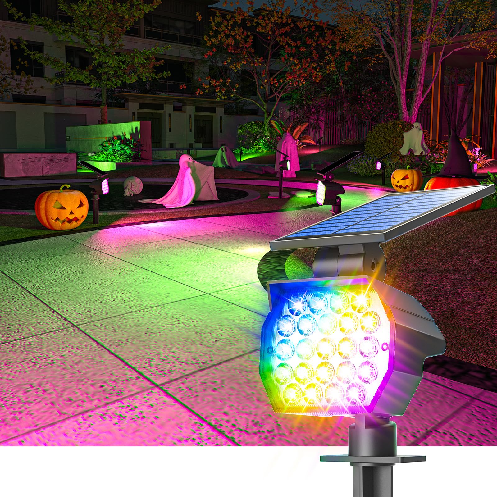 NIORSUN Solar Color Changing Landscape Spotlights, IP67 Waterproof, 7 Lighting Modes, 4 Pack, Multicolor, Model TBD60-Warm12