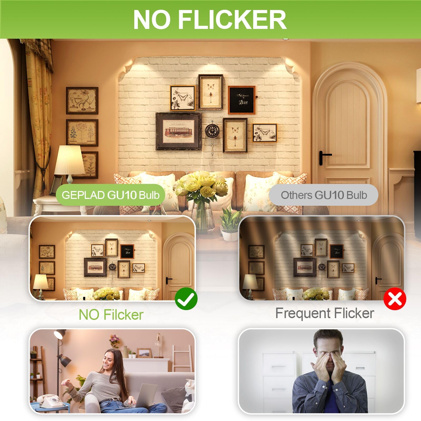 6 Pack Gu10 Led Spotlight Bulbs,Dimmable, 5000K Daylight 582Lm, 50W Or 60W Halogen Equivalent,6W Recessed Light Bulbs For Kitchen, Range Hood, Living Room, Bedroom