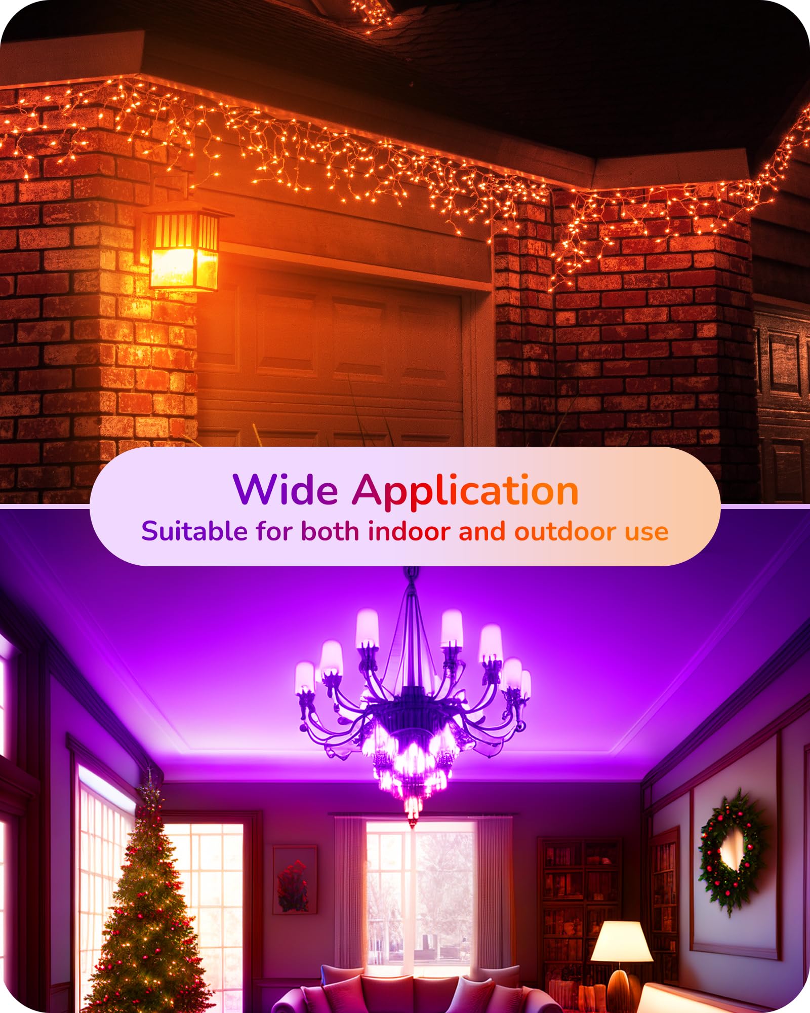 EDISHINE Halloween C35 Purple & Orange Dimmable LED Light Bulb, E12 Candelabra Bulbs, 60 Watt Equivalent, LED Chandelier Bulb, V