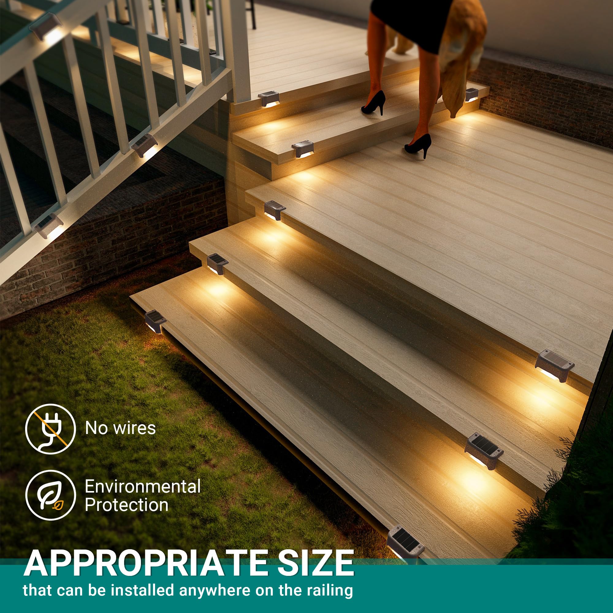 Solar Deck Lights Outdoor Waterproof 20Pack, Solar Led Step Lights Solar Powered Step Lights For Outside Stairs, Step, Fence, Ya