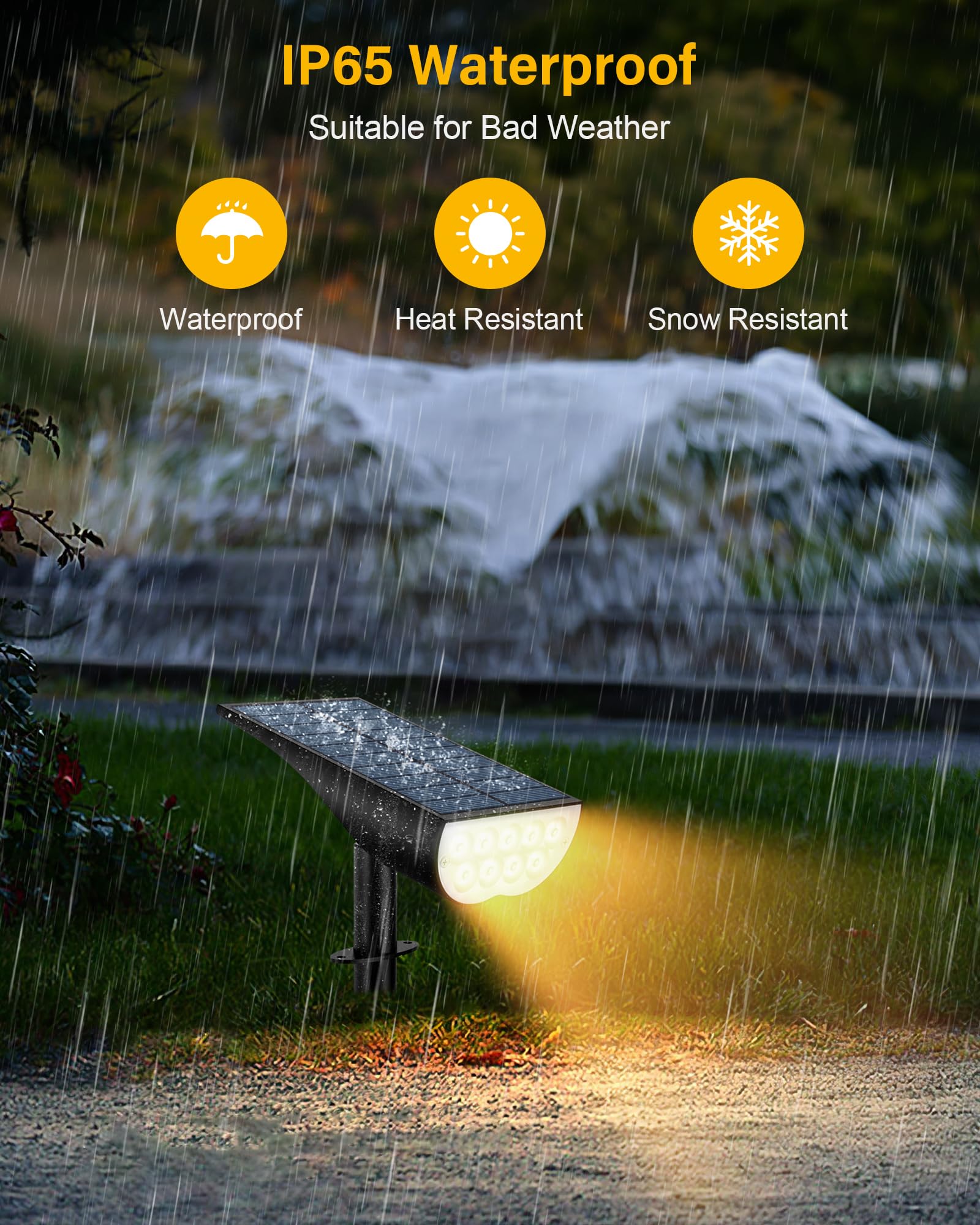 Solar Spot Lights Outdoor Waterproof, 3 Lighting Modes Solar Landscape Lights For Outside, Dusk To Dawn Ip65 Waterproof Outdoor Solar Lights For Yard Pathway Driveway Landscape, Warm White, 6 Pack