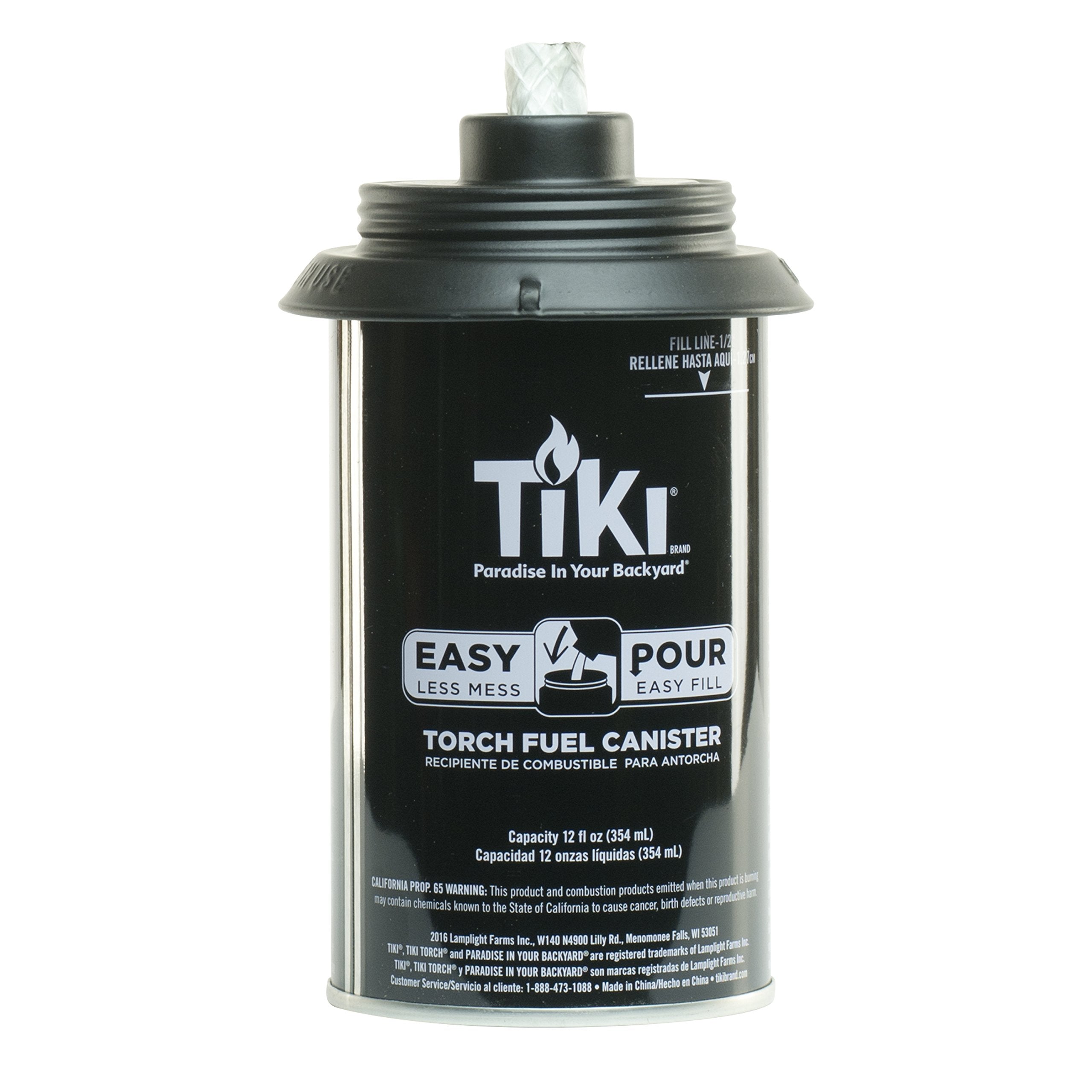 TIKI Torch Replacement Canister Set of 4, Refillable Metal, 12 oz, Weather-Resistant Outdoor Lighting Accessories