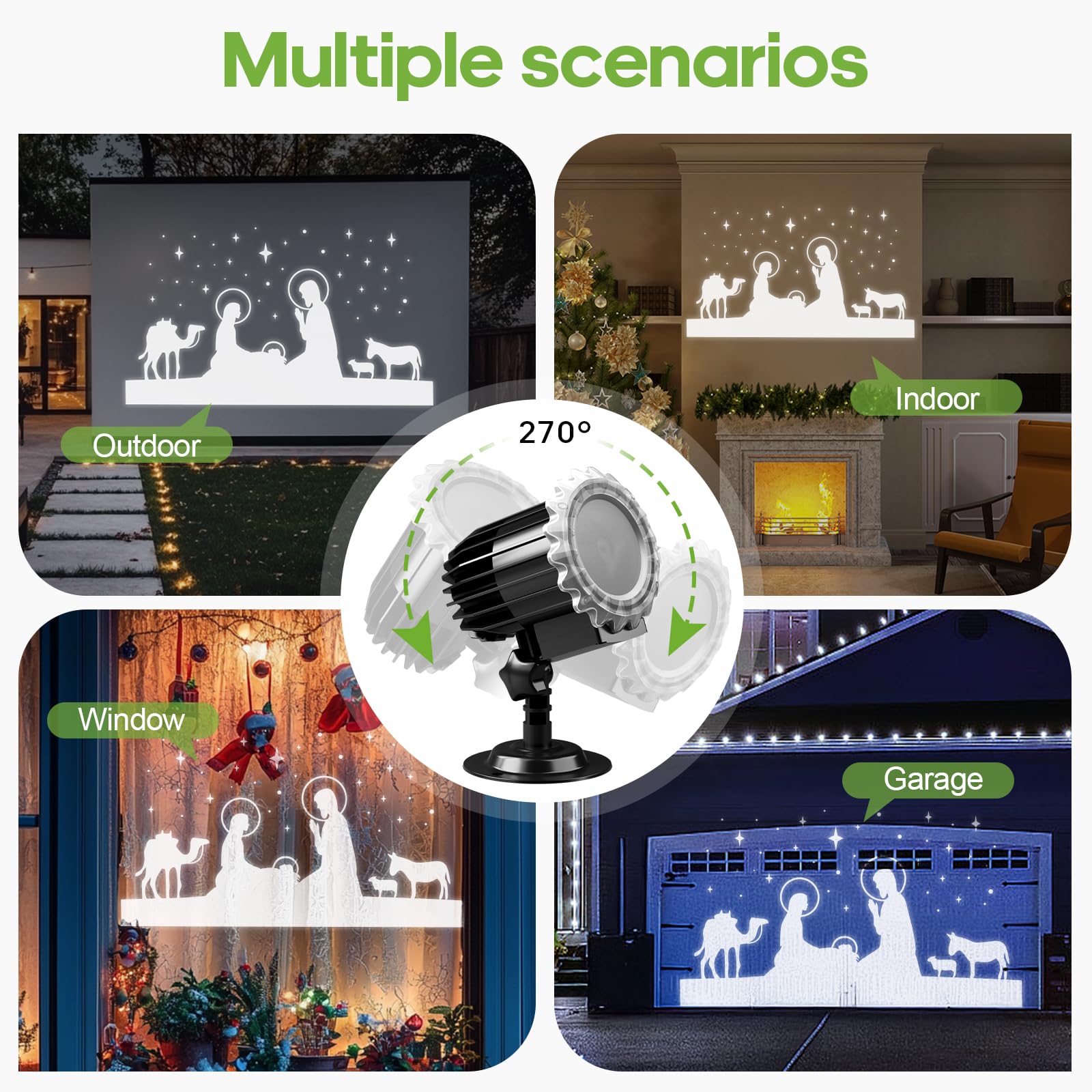 Christmas Nativity Scene Projector Lights Outdoor Indoor,Waterproof Holiday Projector With Stars,Christmas Decorations Light For