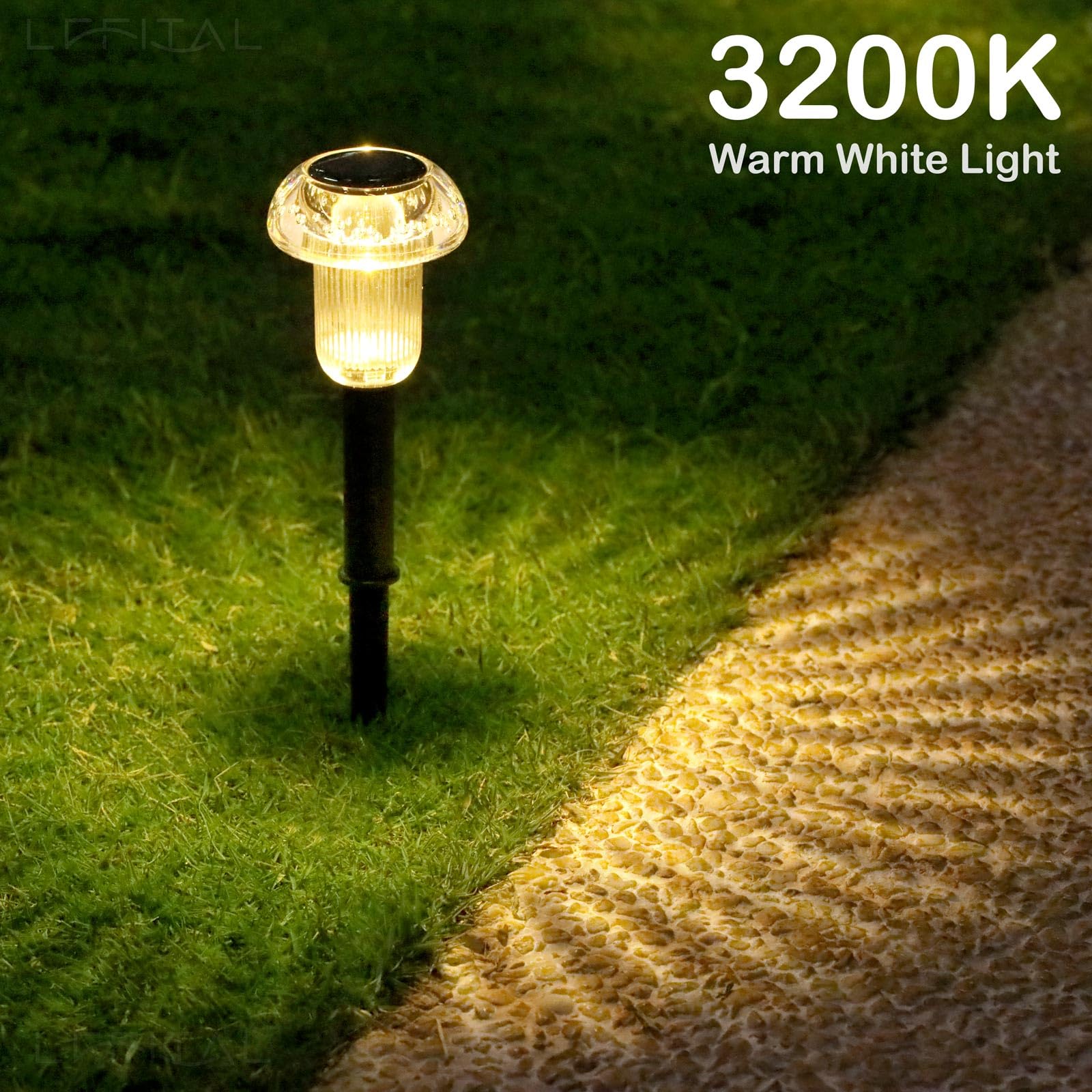 Lffital Solar Pathway Lights Outdoor Solar Mushroom Lights Outdoor 8 Pack Outside Led Lighting Stake Waterproof For Path, Lawn, Garden,Driveway, Landscape,Backyard,Courtyard(Warm White)