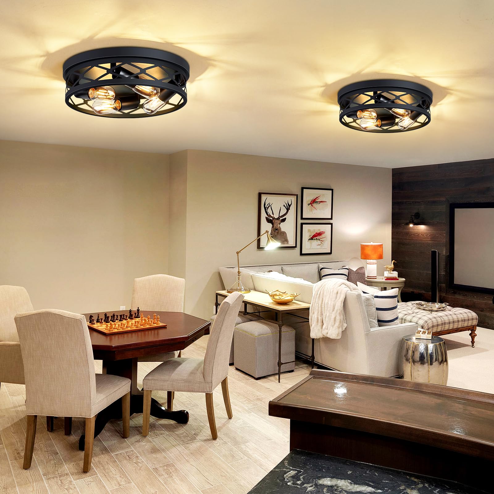 Xpehk 4-Light Farmhouse Ceiling Light Fixture,14 Inch Hallway Lighting Fixtures Ceiling,Light Fixtures Ceiling Mount For Kitchen