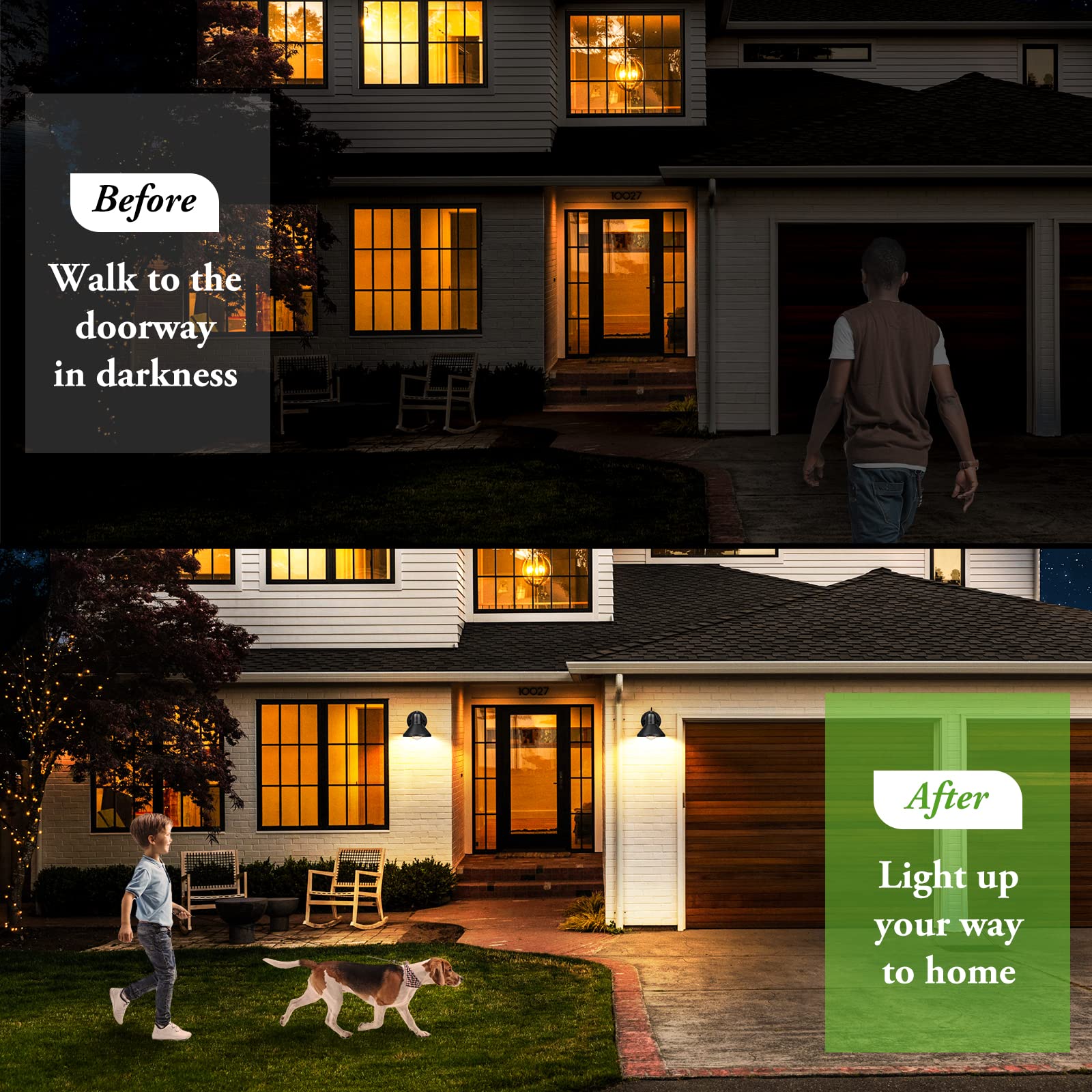 Brightever Outdoor Lanterns, 2-Pack Waterproof Black Wall Mount Lights, E26 Socket, Modern Design