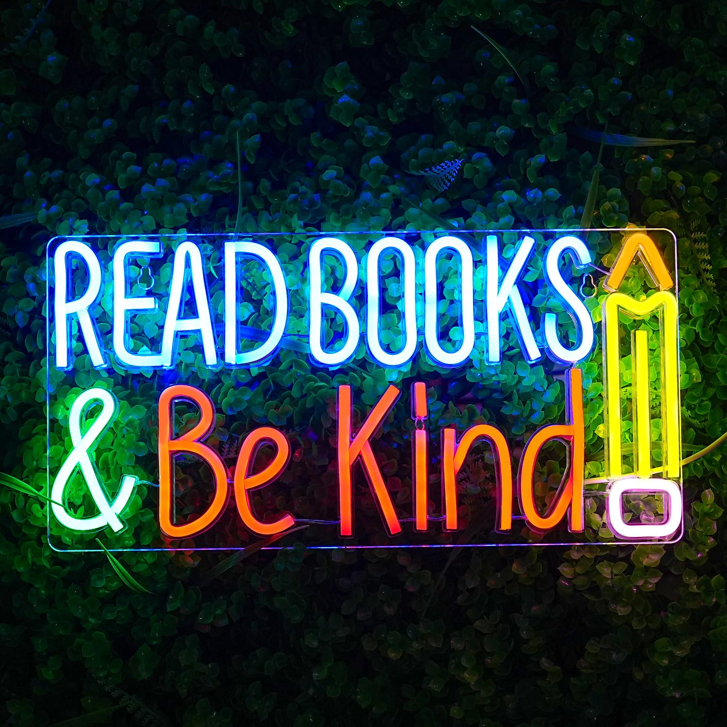 LULANMP Neon Sign - Read Books And Be Kind - Colorful LED Light for Classroom, Library, Study Room - 14.1inx7in - Acrylic