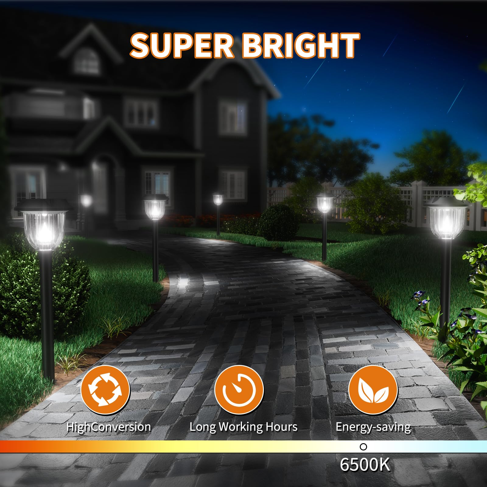 12000K 10 Pack Solar Lights Outdoor Ip65 Waterproof,High-Power Led Solar Lights For Outside,Solar Pathway Lights,Garden Decorati